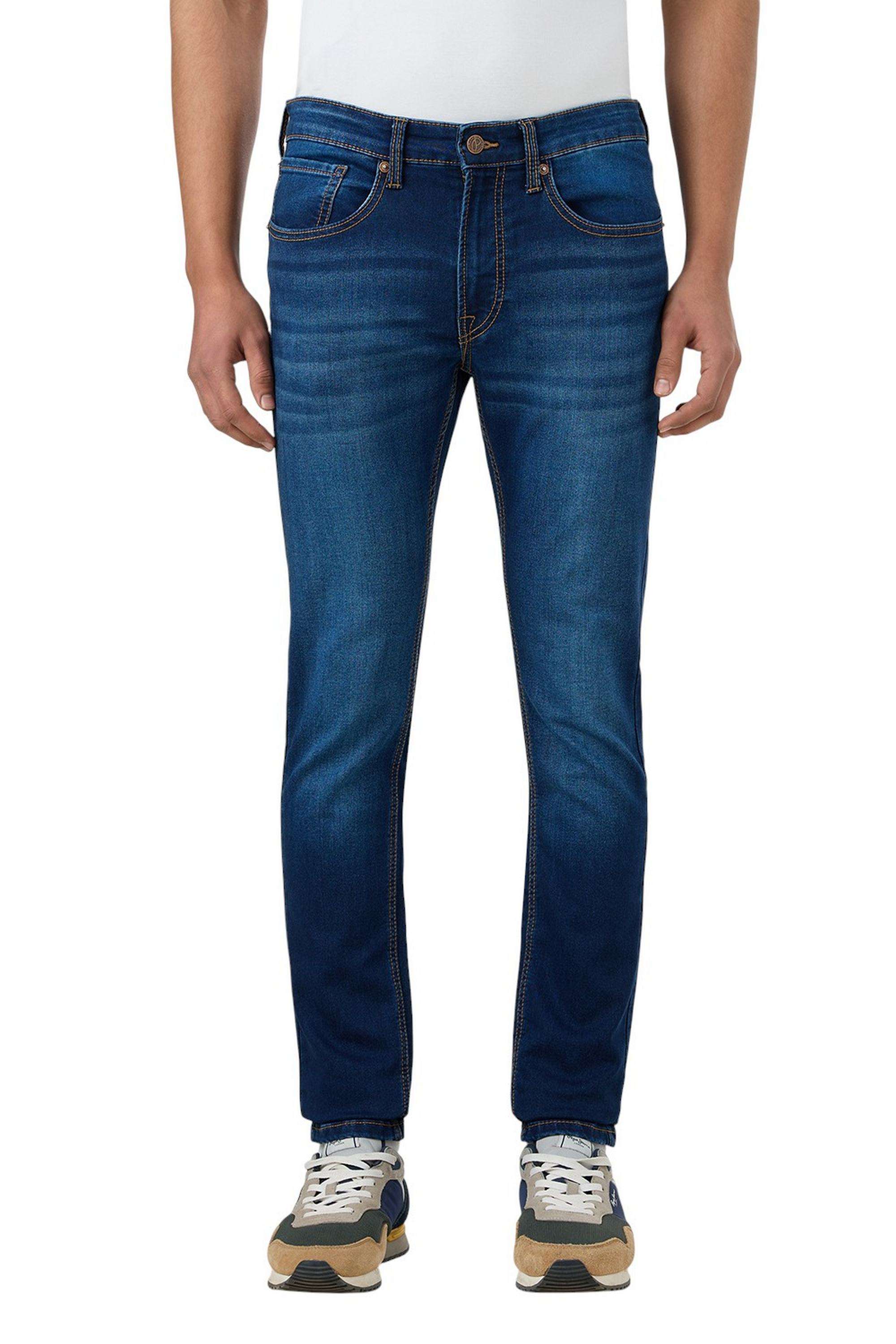 Solid-Polyester-Cotton-Slim-Fit-Men-s-Jeans