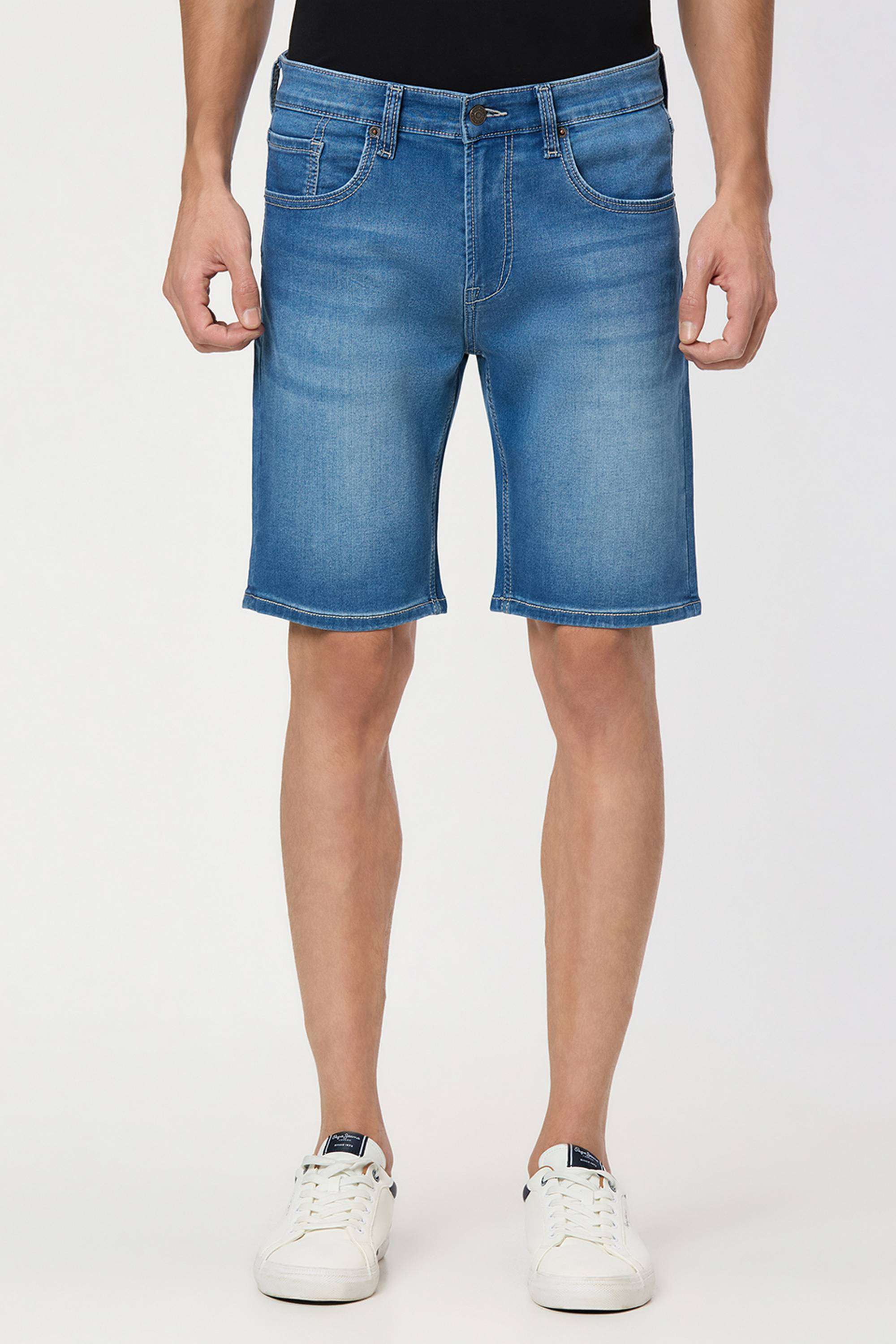 Solid-Cotton-Blend-Regular-Fit-Men-s-Shorts