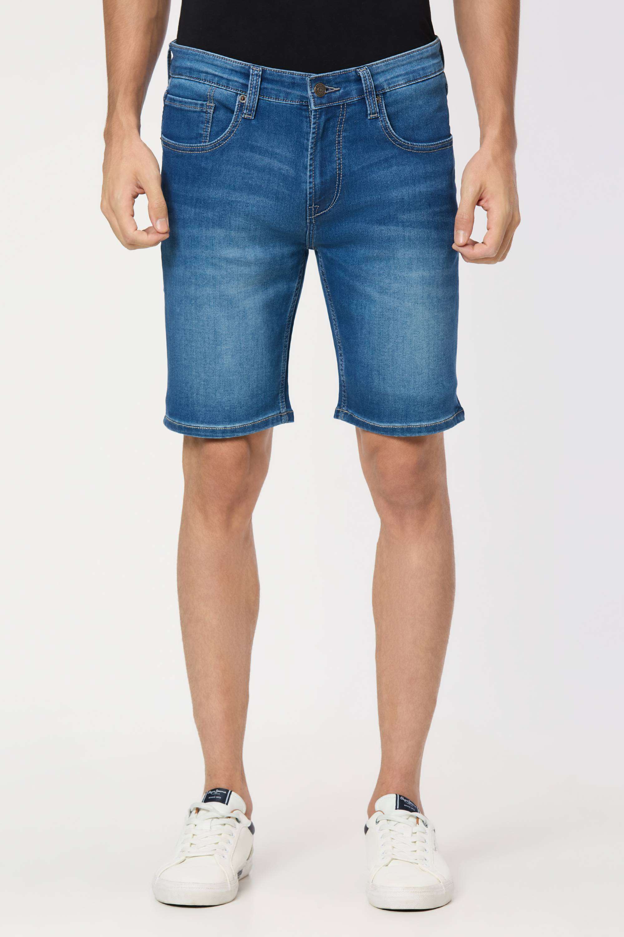 Solid-Cotton-Blend-Regular-Fit-Men-s-Shorts