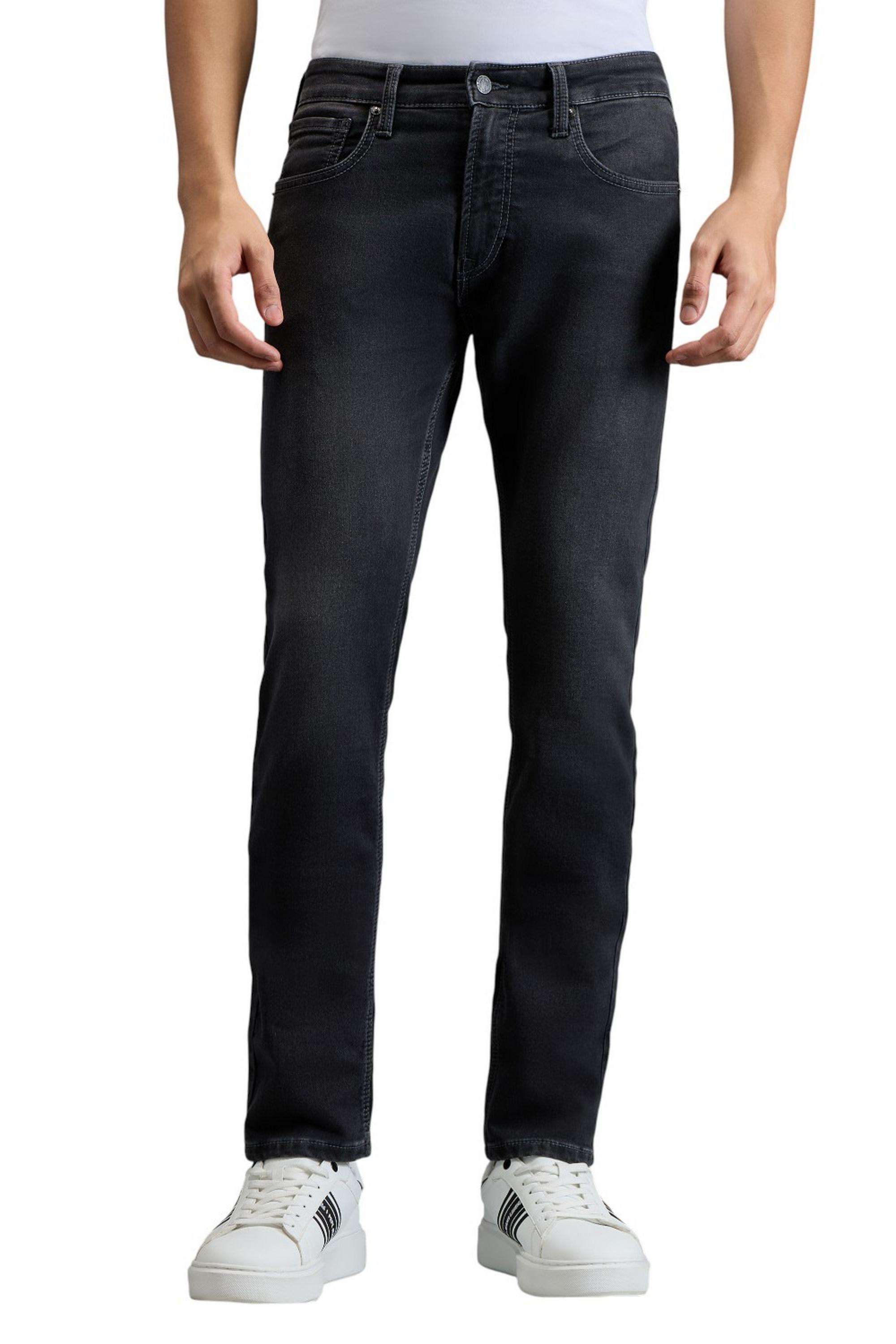 Solid-Polyester-Cotton-Slim-Fit-Men-s-Jeans