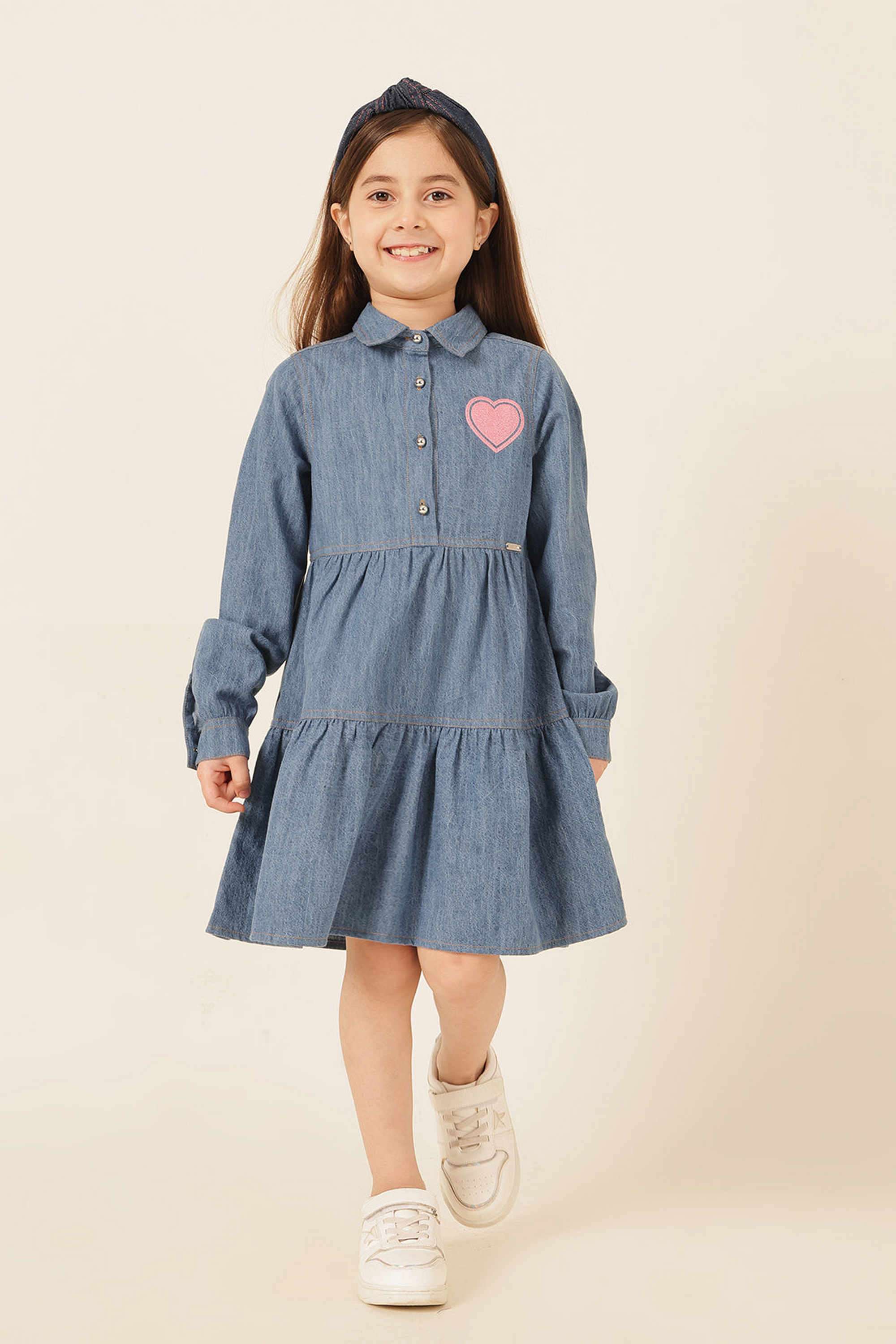 Solid-Denim-Collared-Casual-Wear-Dress