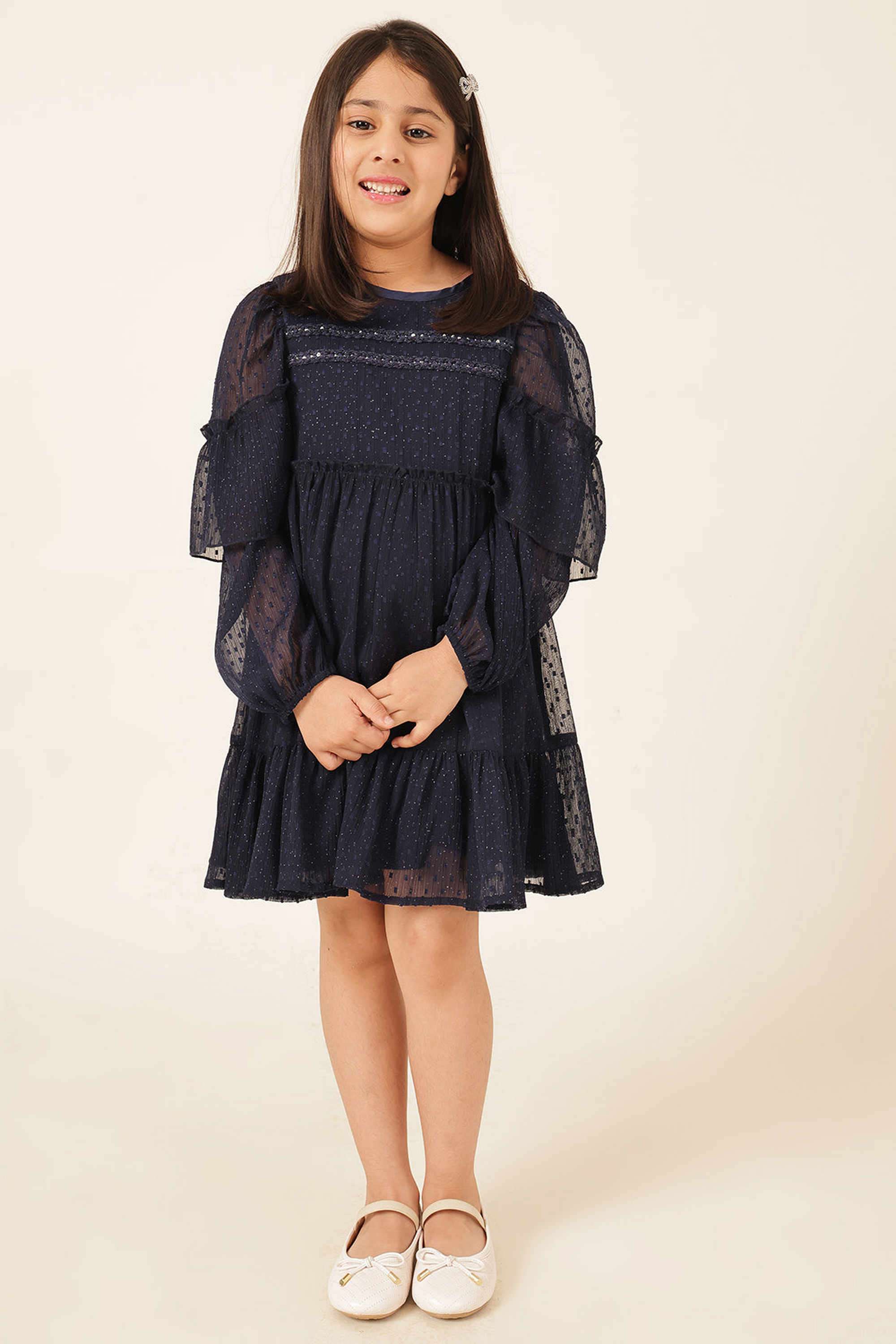 Solid-Blended-Fabric-Round-Neck-Casual-Wear-Dress