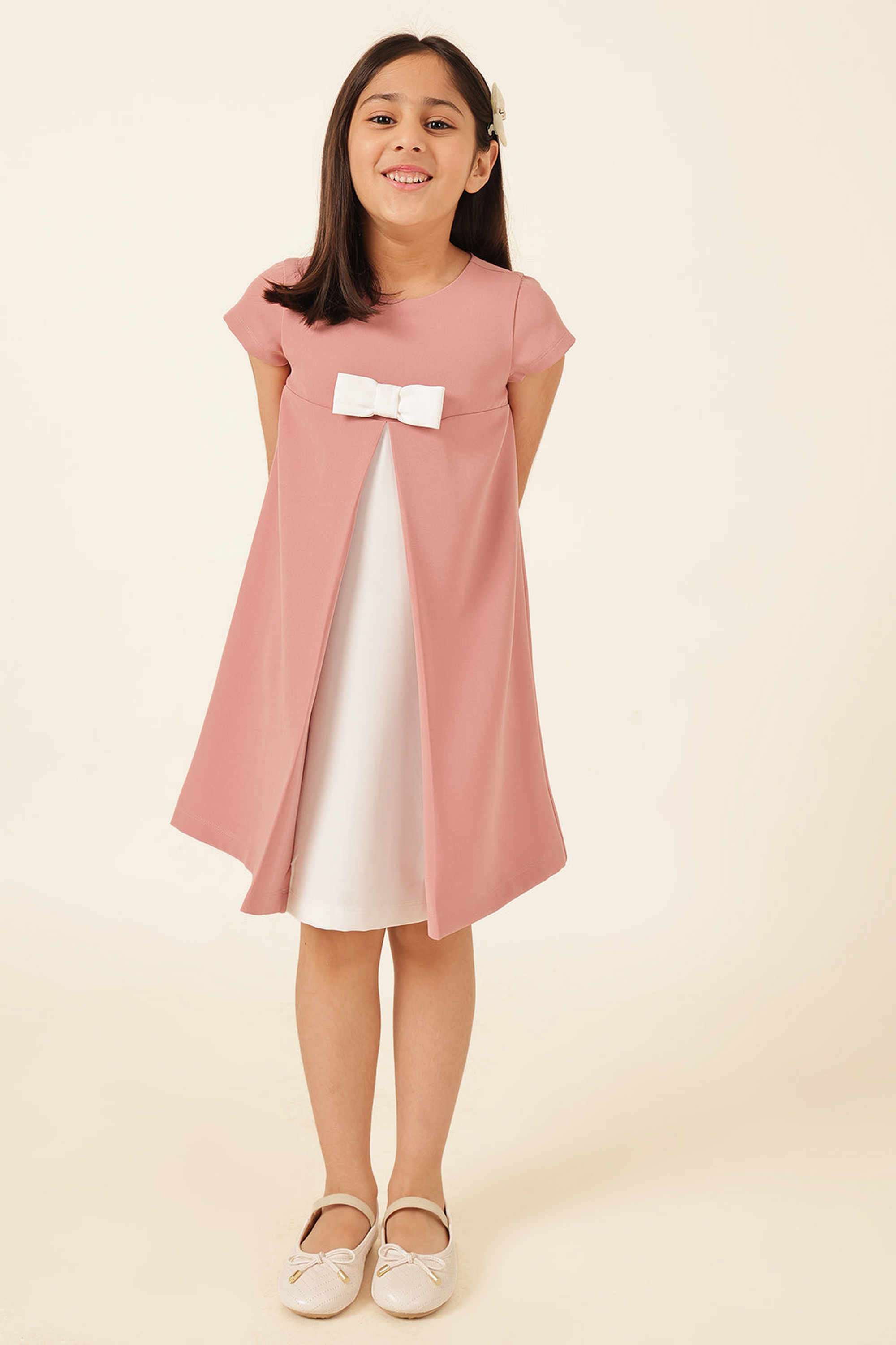 Solid-Blended-Fabric-Round-Neck-Casual-Wear-Dress