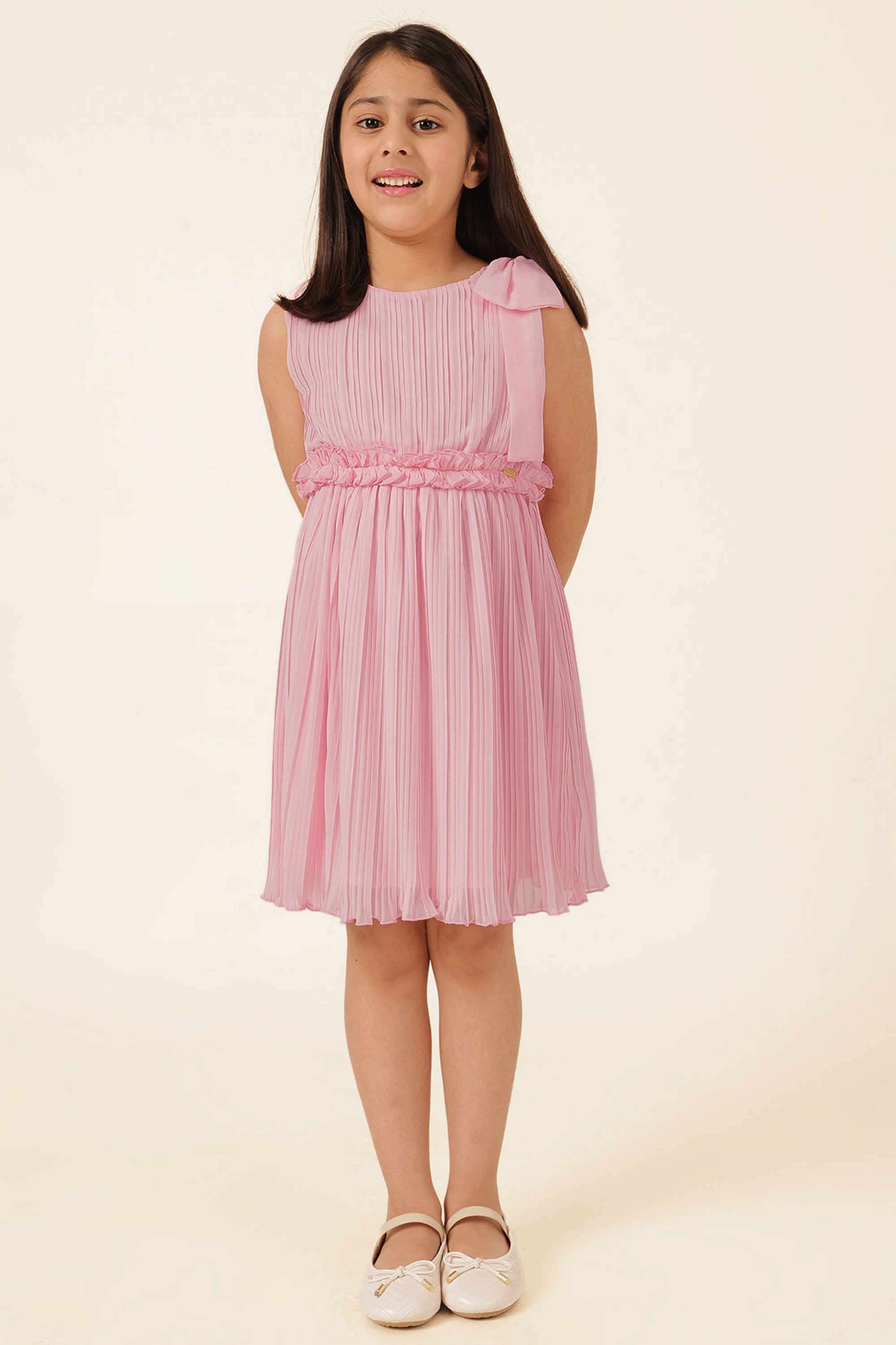 Solid-Blended-Fabric-Round-Neck-Casual-Wear-Dress