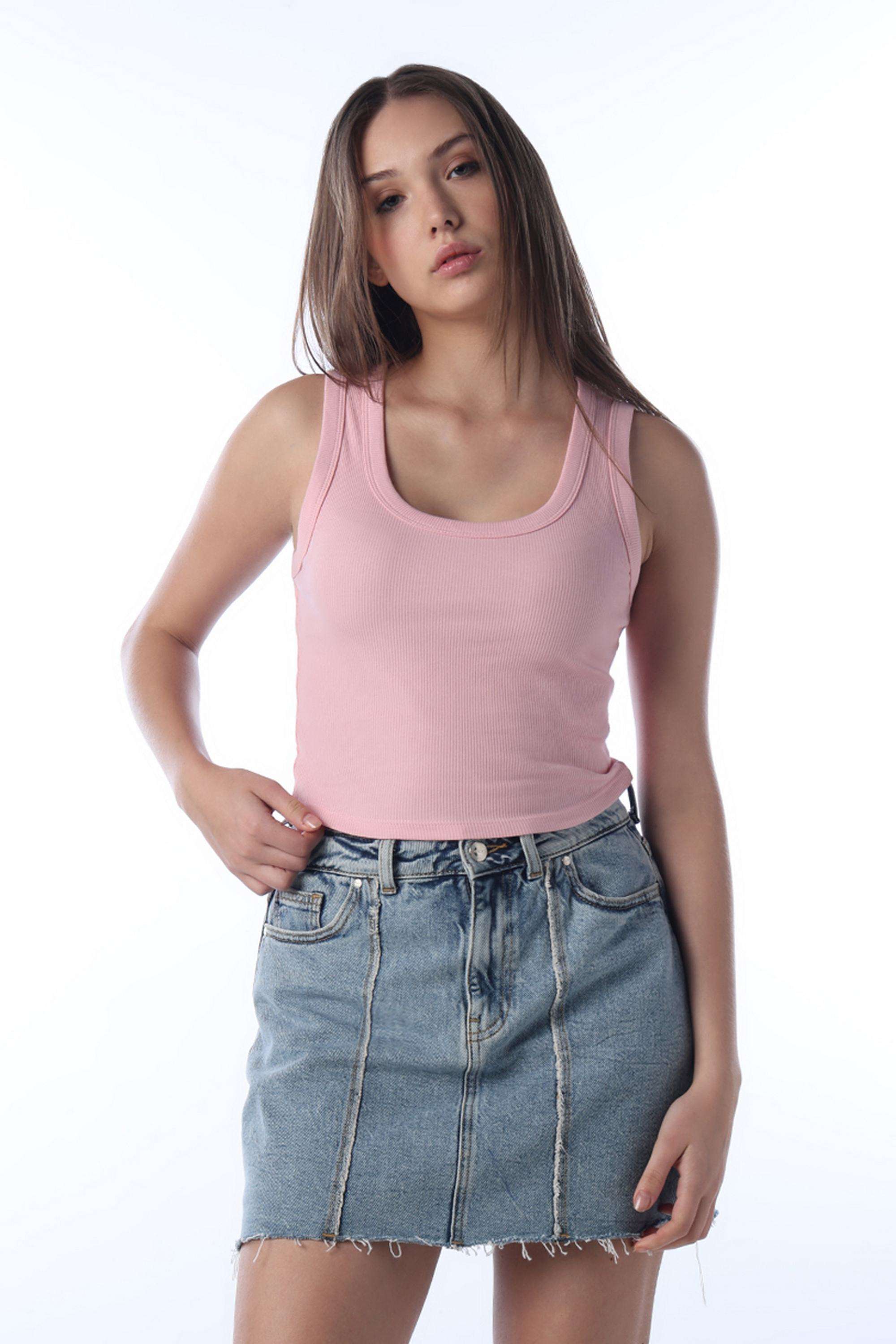 Solid-Cotton-Scoop-Neck-Women-s-Top