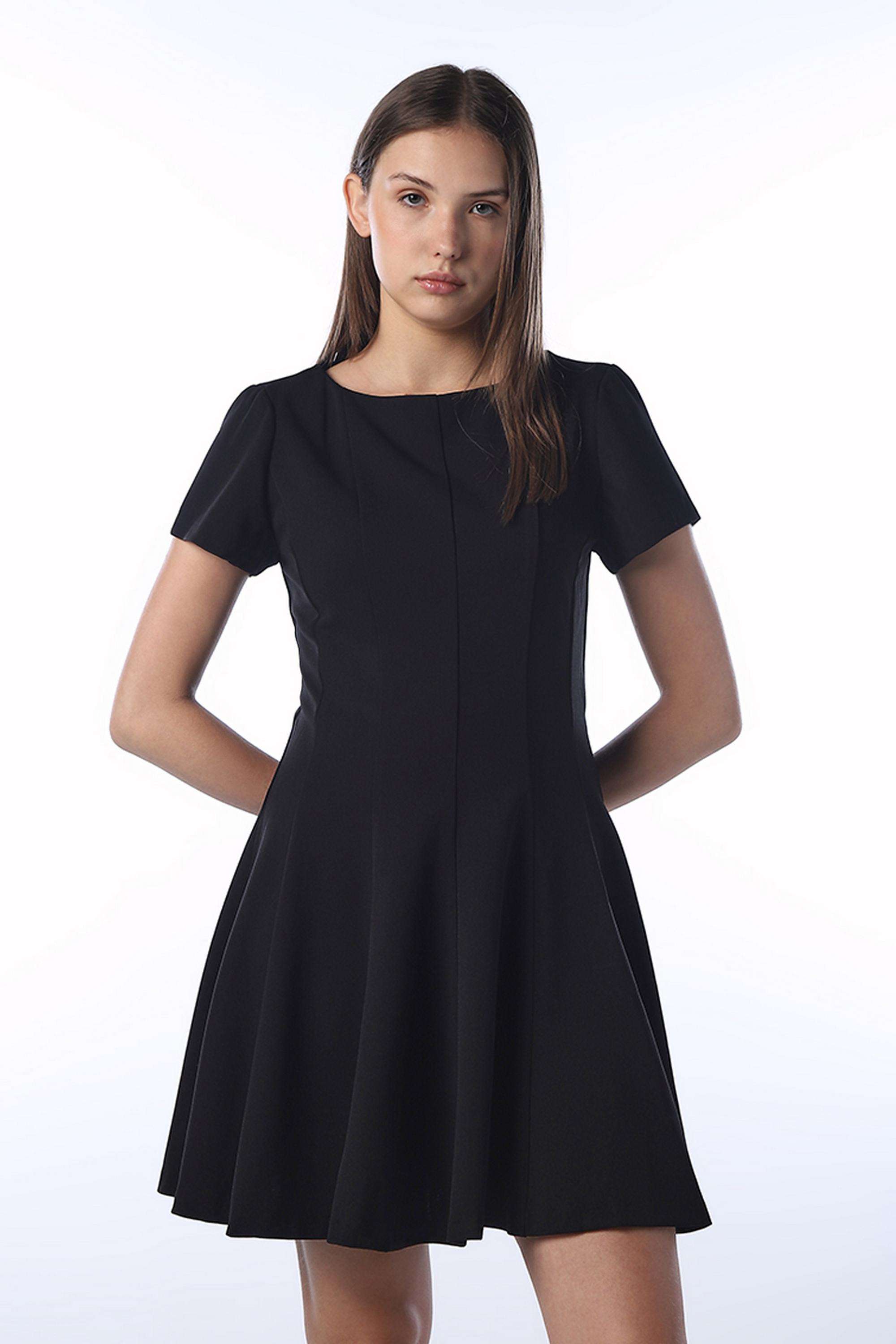 Solid-Boat-Neck-Polyester-Women-Dress