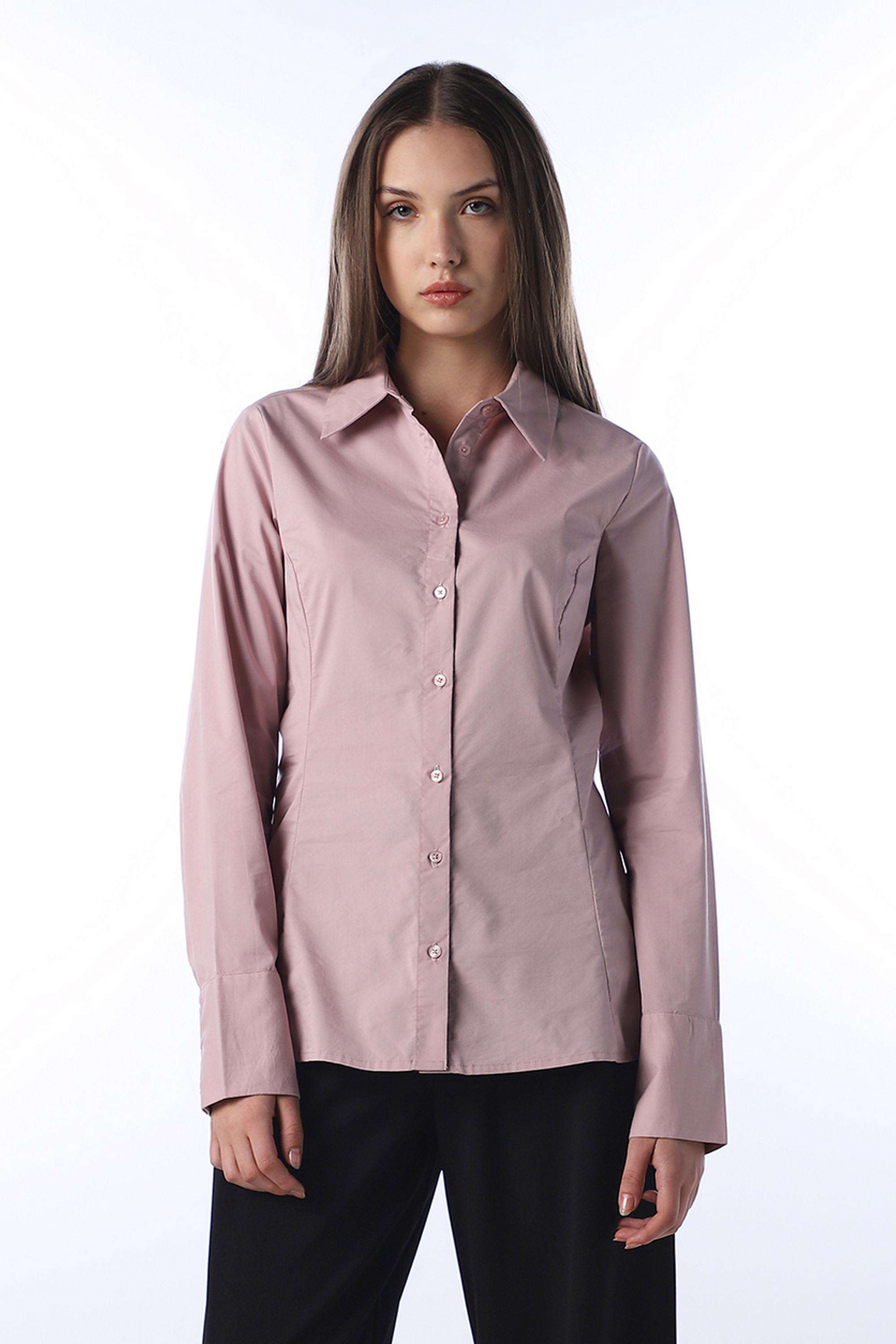 Solid-Cotton-Collared-Women-s-Shirt