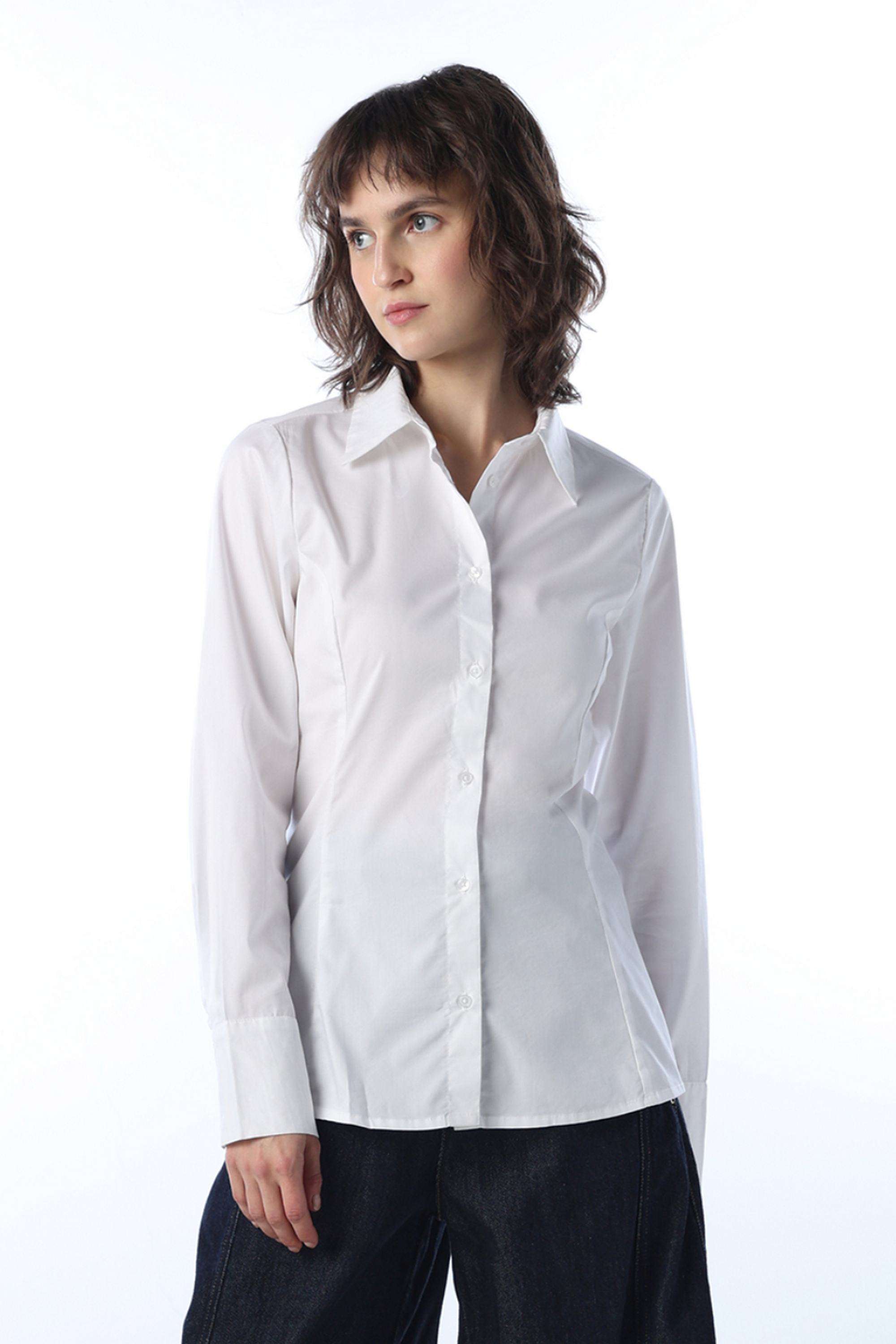 Solid-Cotton-Collared-Women-s-Shirt