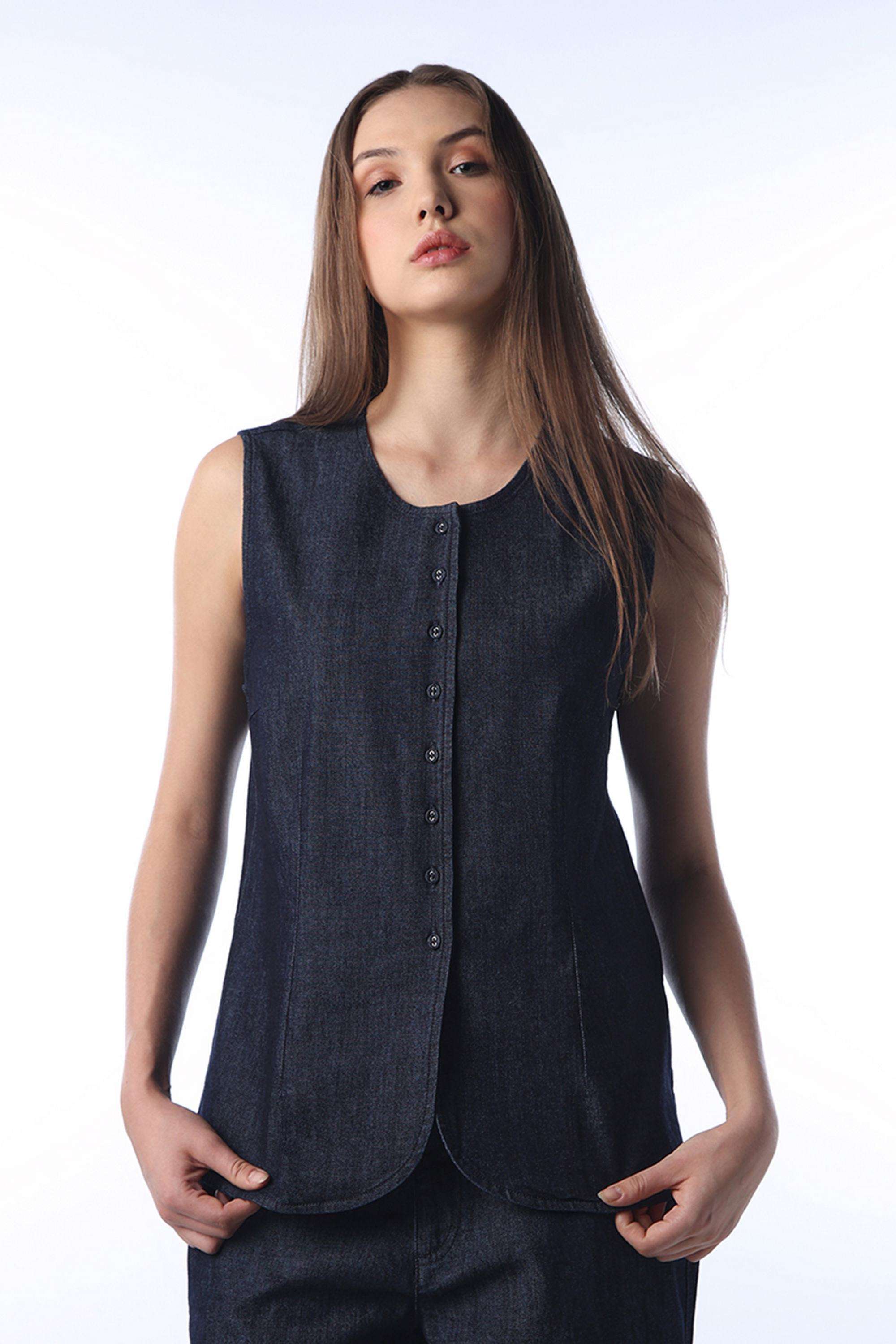 Solid-Cotton-Round-Neck-Women-s-Top