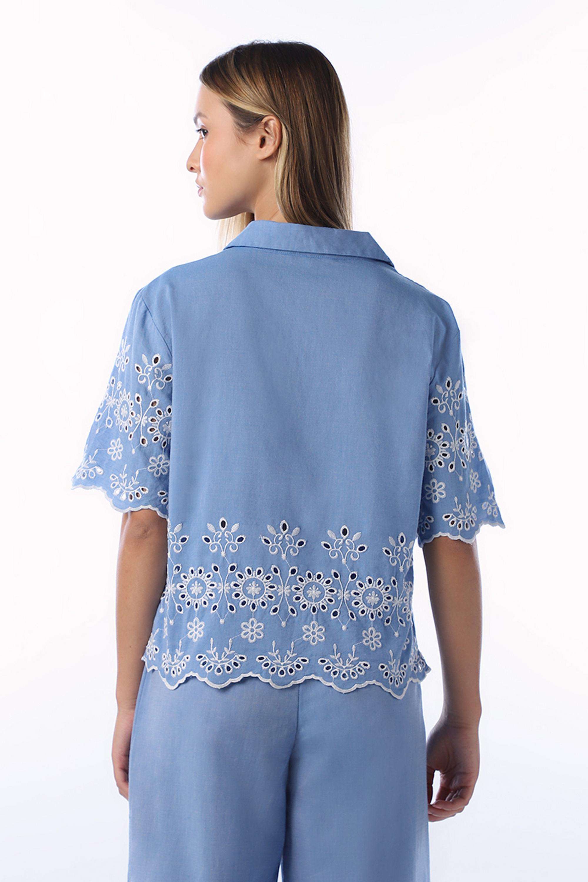 Embroidered-Spread-Collar-Cotton-Women-s-Casual-Wear-Shirt
