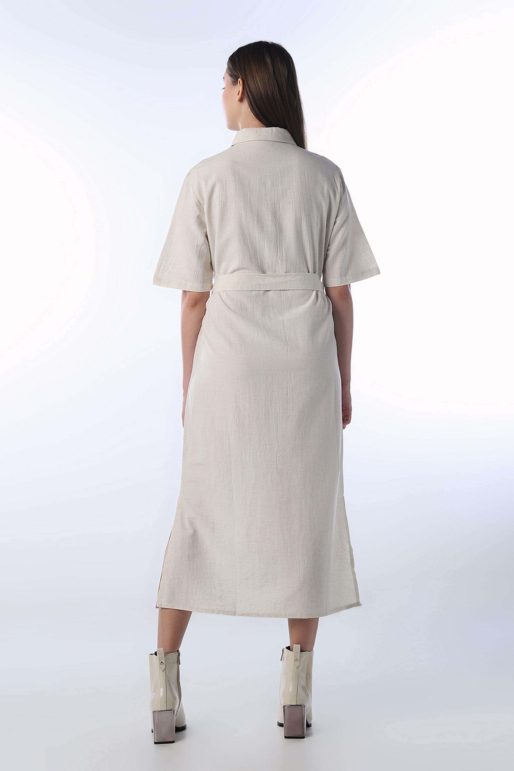 Solid-Collared-Cotton-Women-Dress
