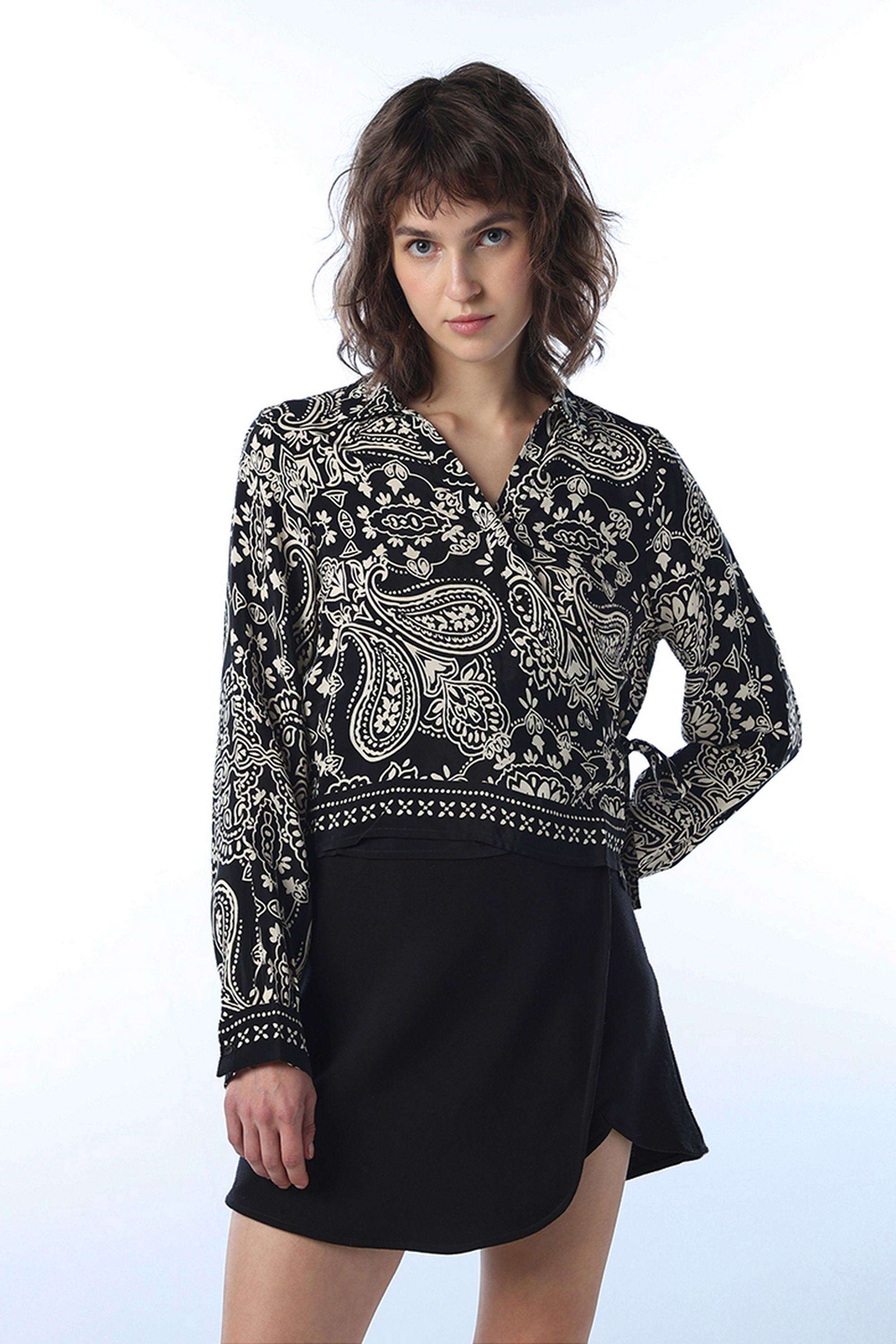 Printed-Viscose-Collared-Women-s-Top