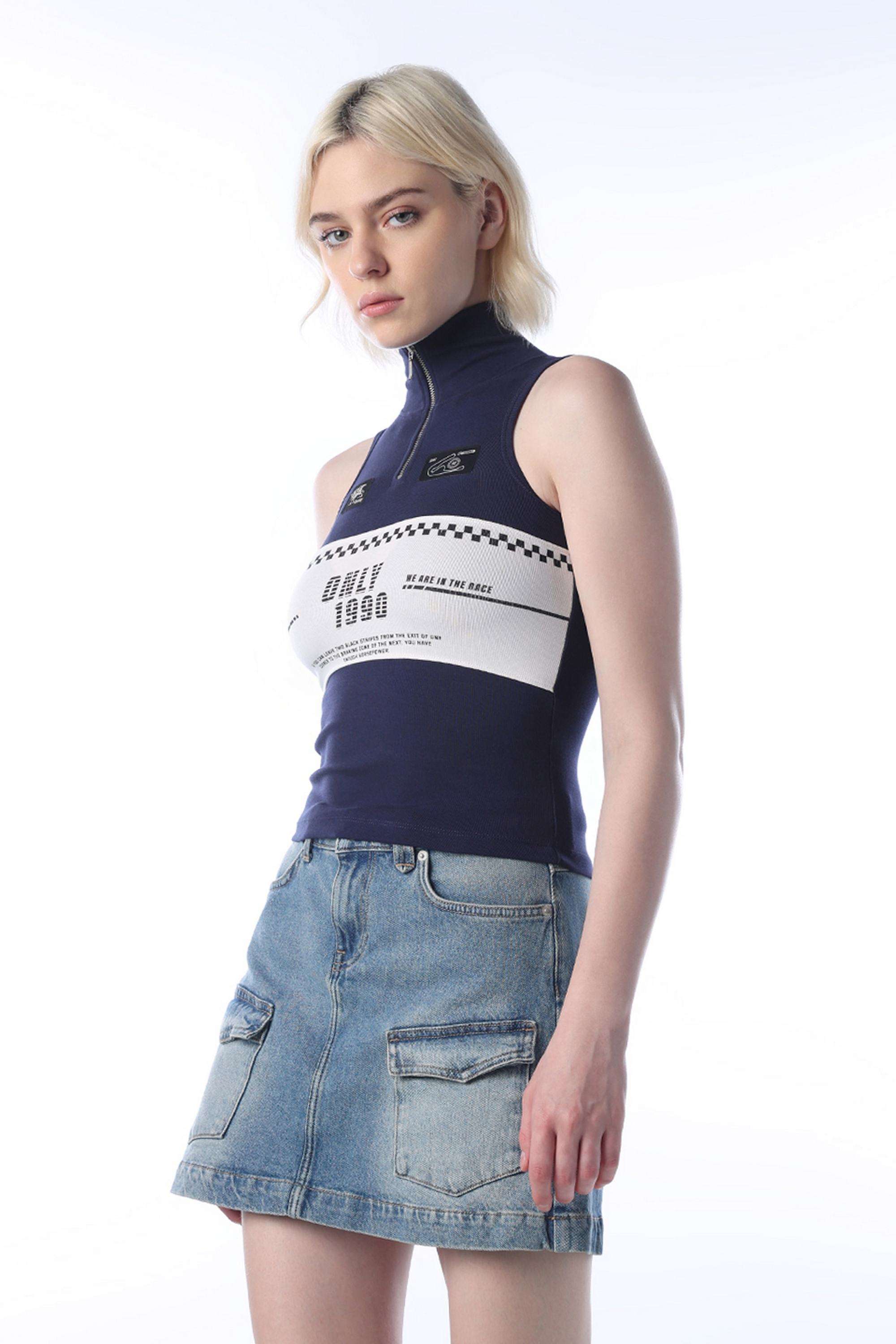 Typographic-Cotton-High-Neck-Women-s-T-Shirt