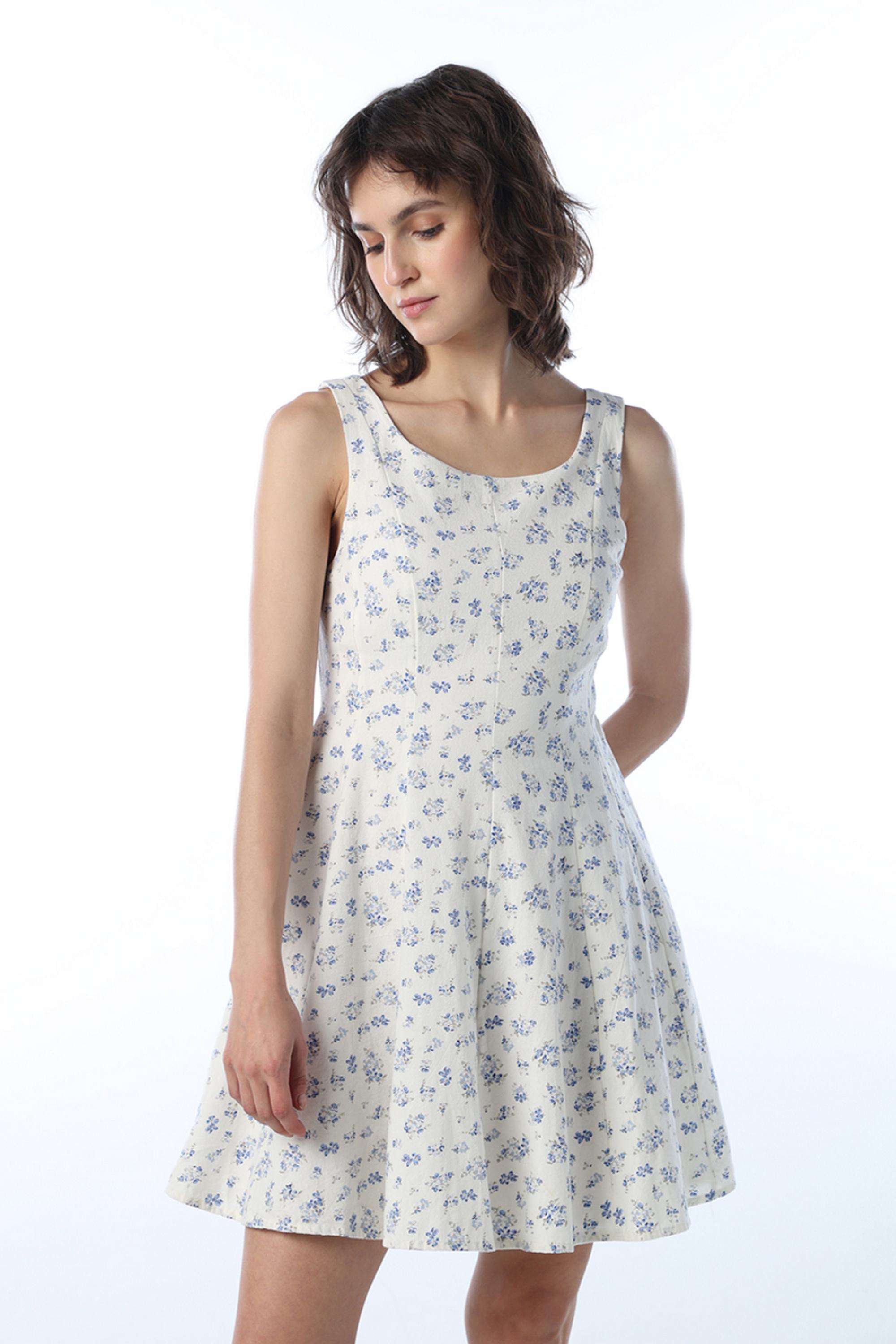 Floral-Round-Neck-Cotton-Women-Dress