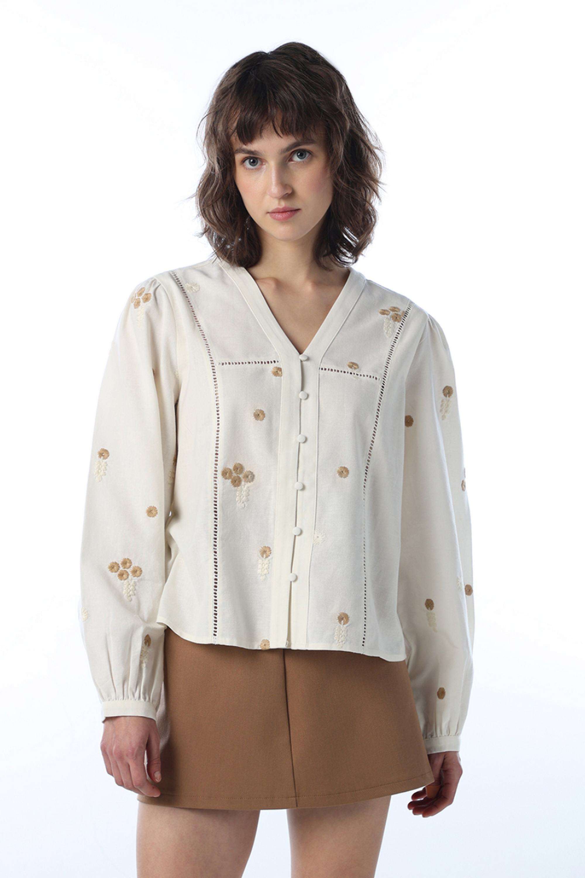Solid-Cotton-Collared-Women-s-Shirt