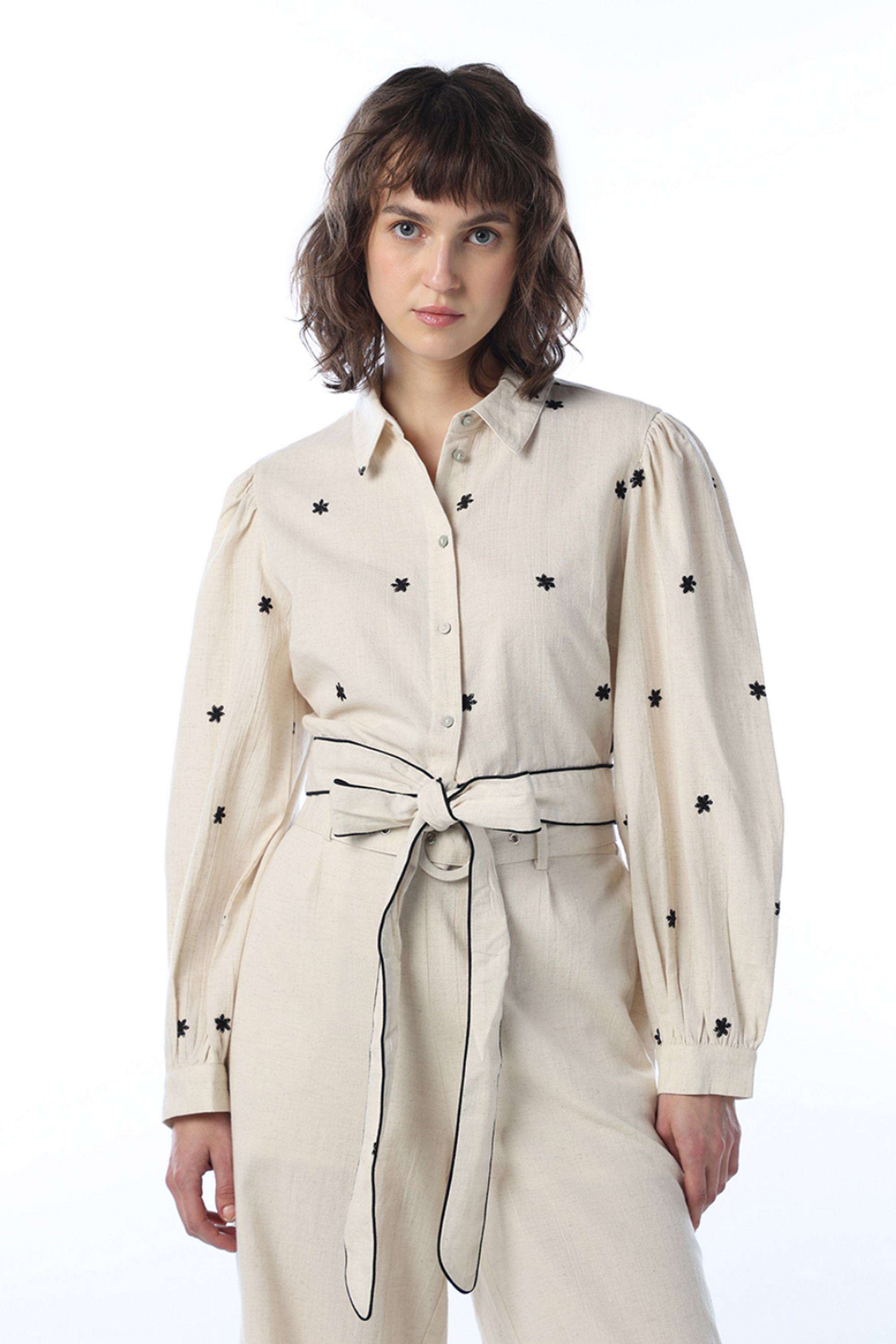 Solid-Cotton-Collared-Women-s-Shirt