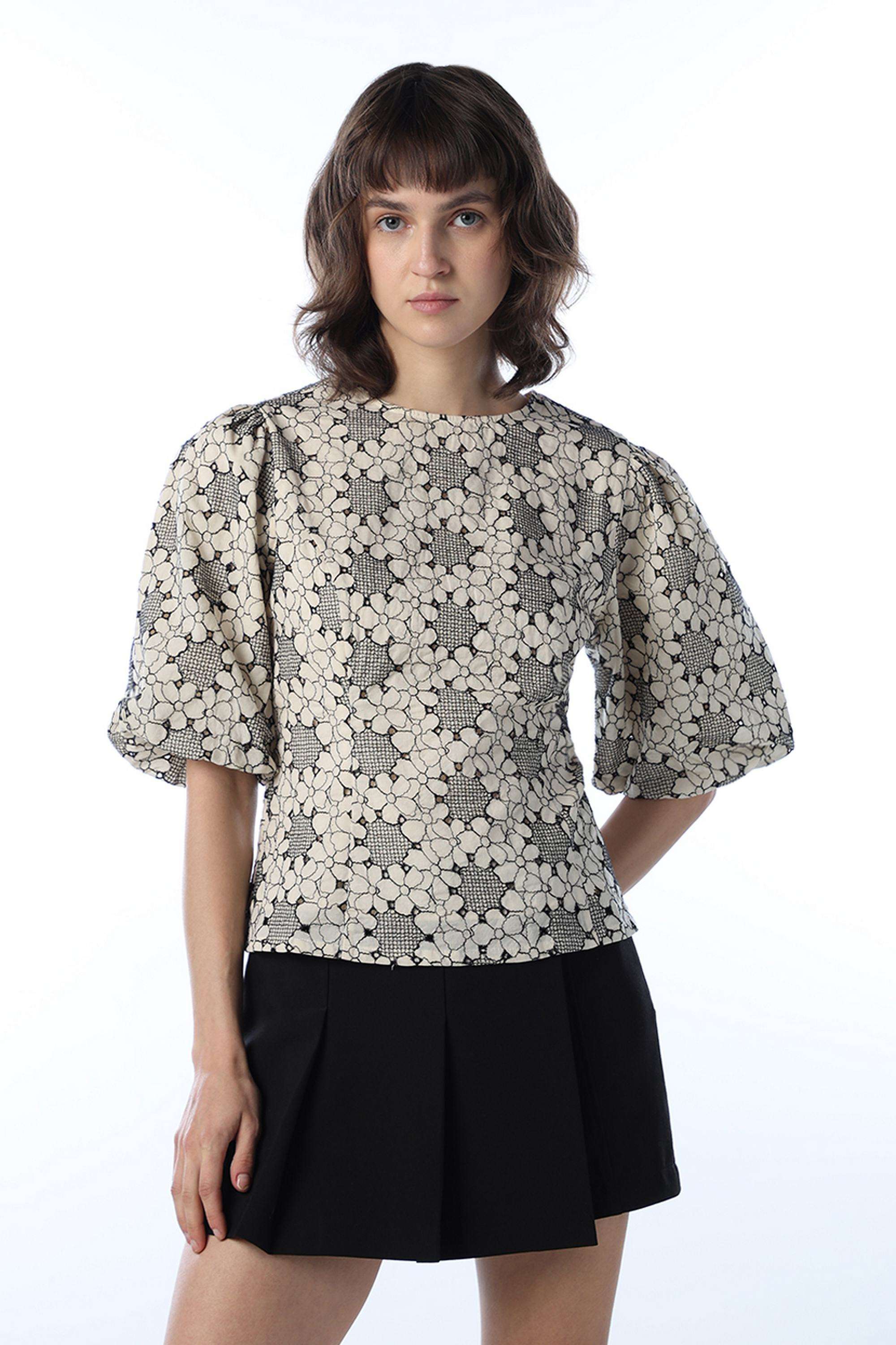 Floral-Cotton-Round-Neck-Women-s-Top