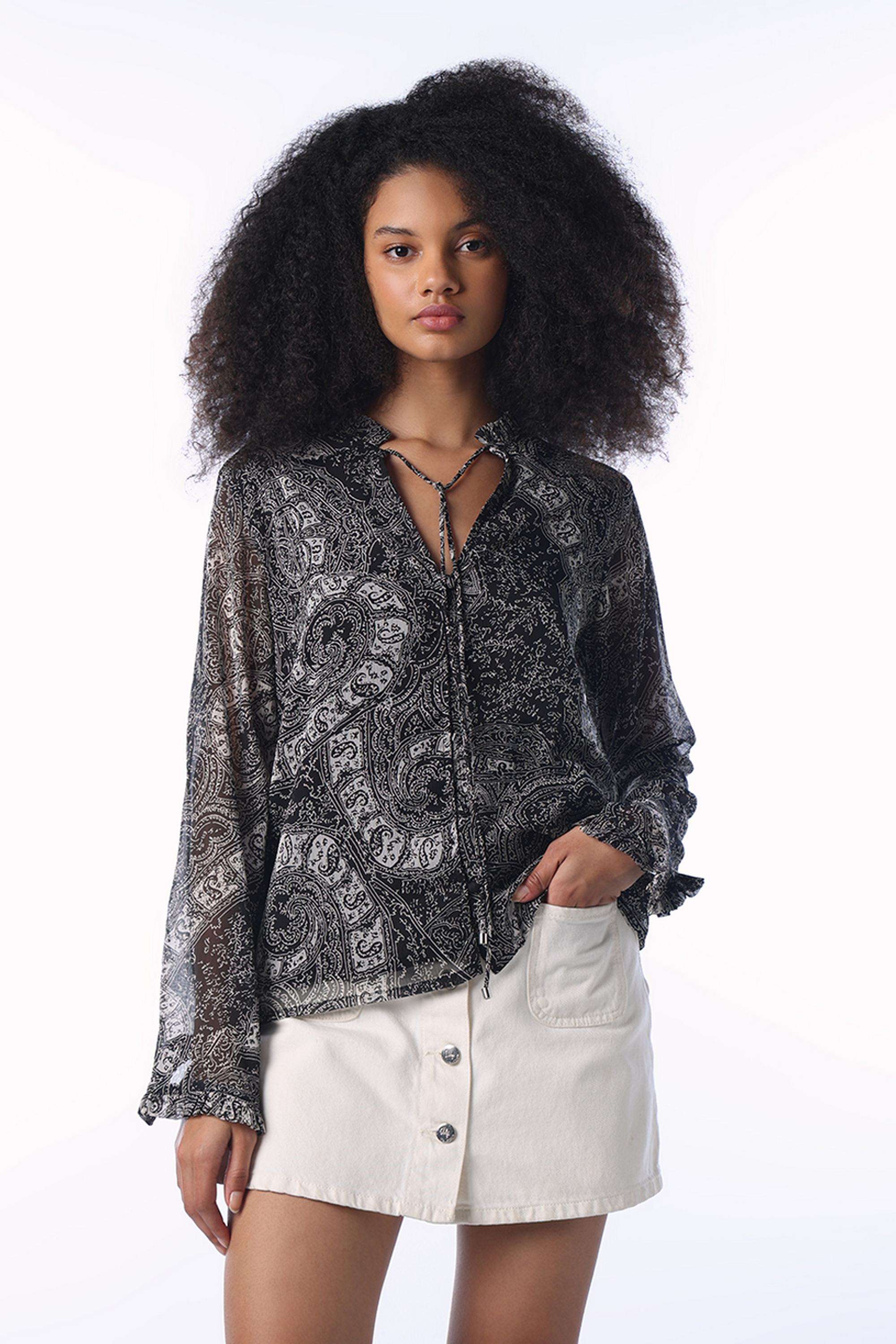 Printed-Polyester-Tie-Up-Neck-Women-s-Top