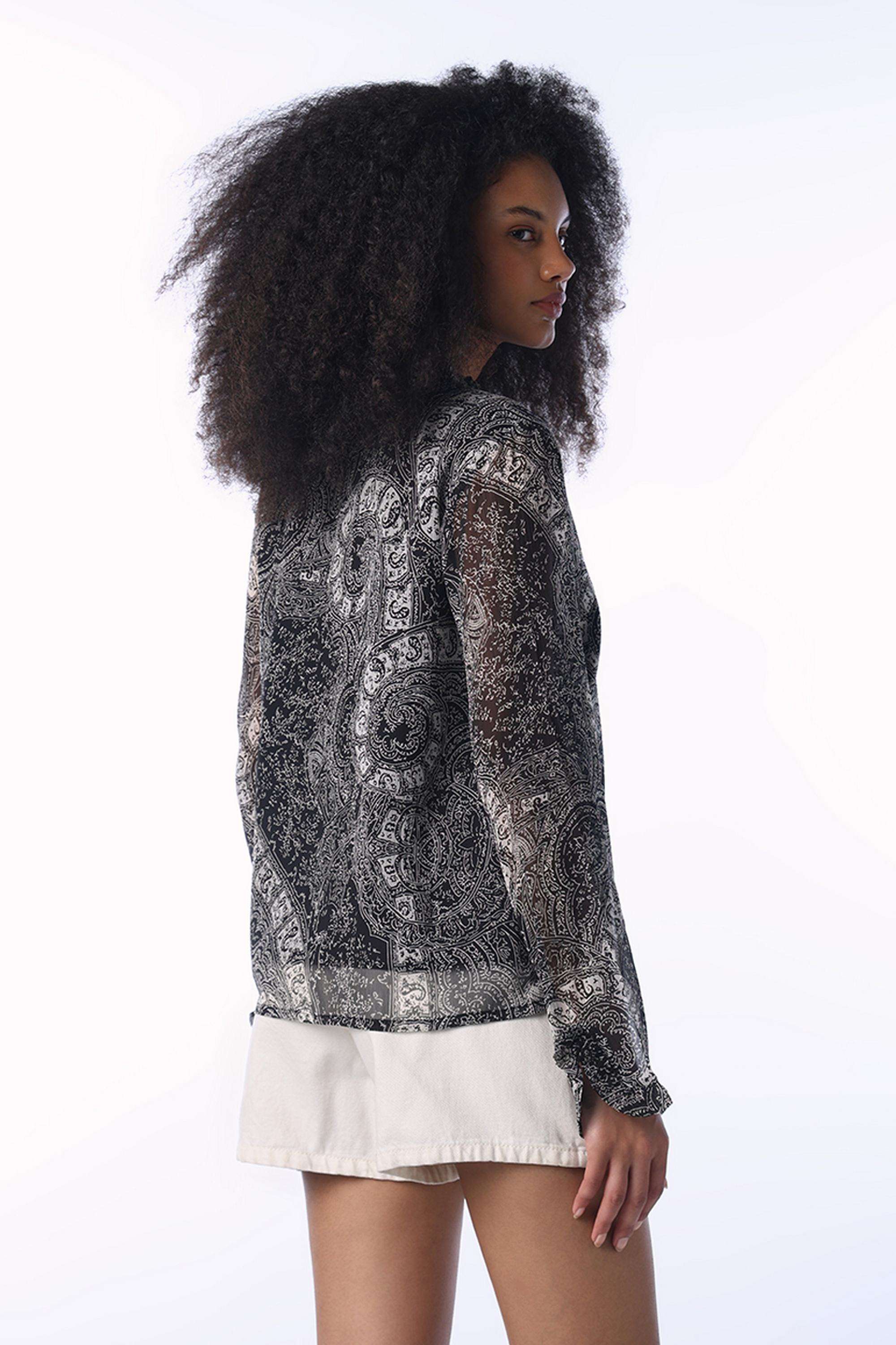 Printed-Polyester-Tie-Up-Neck-Women-s-Top