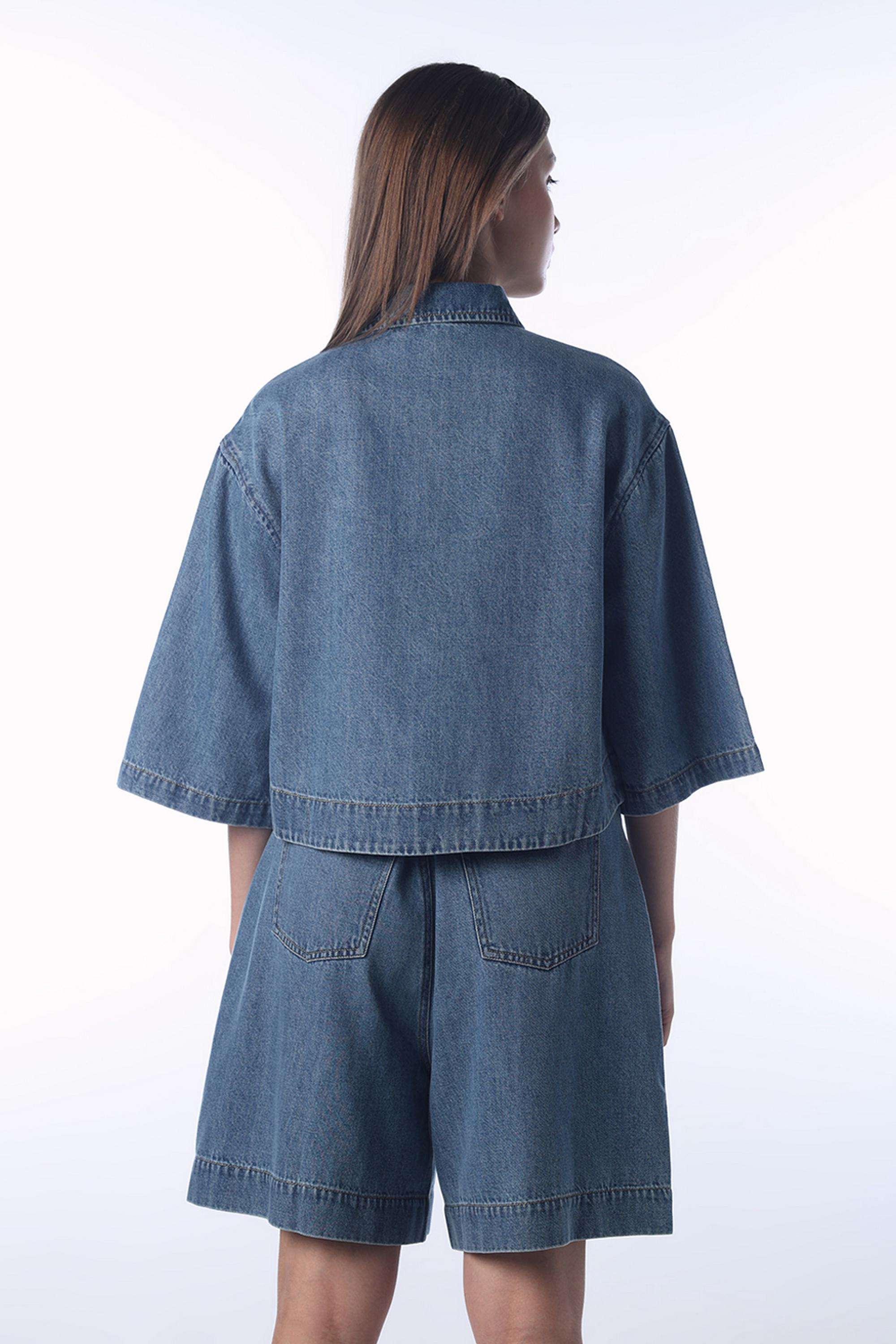 Solid-Spread-Collar-Cotton-Women-s-Casual-Wear-Shirt