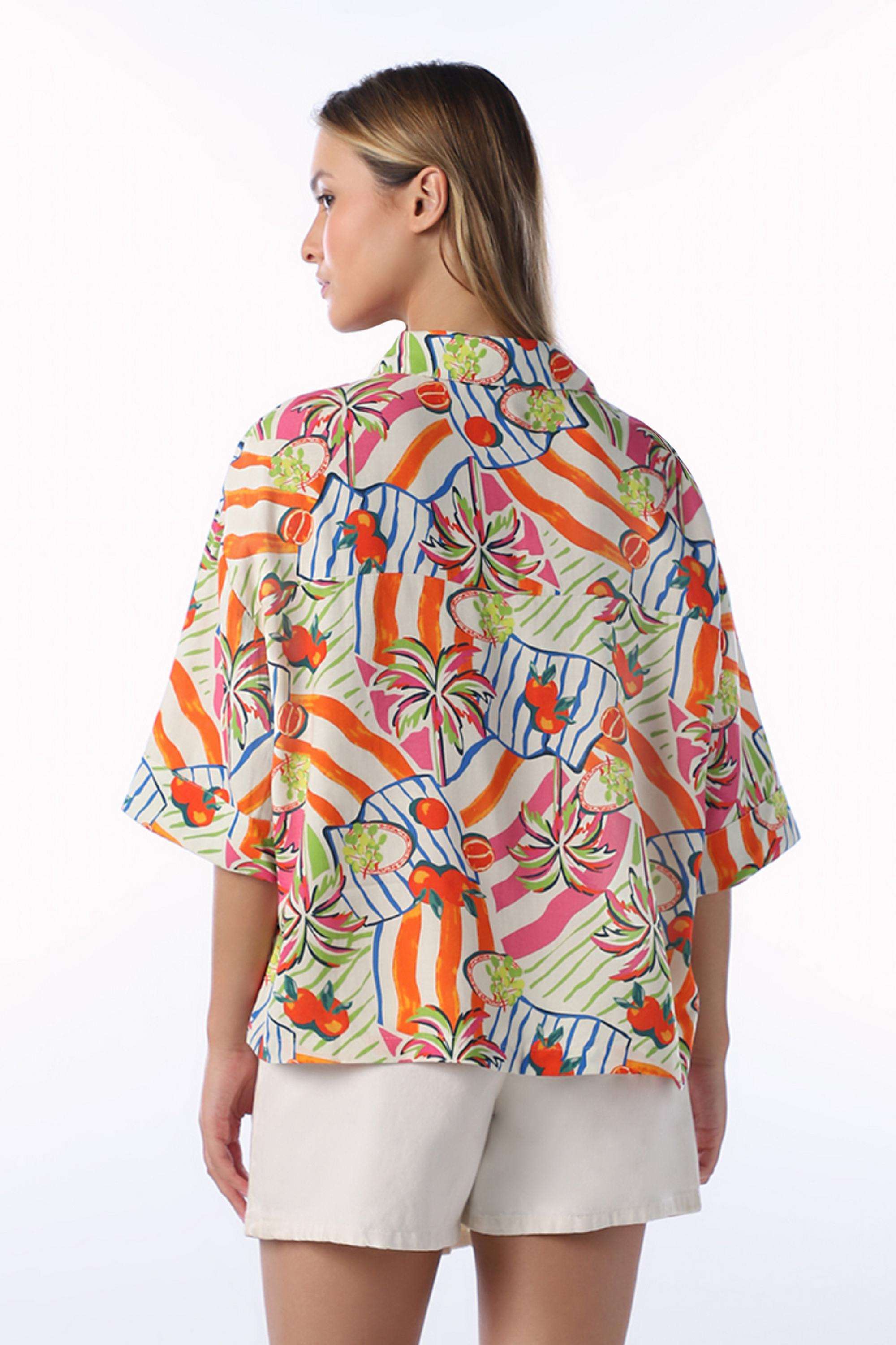 Printed-Spread-Collar-Cotton-Women-s-Casual-Wear-Shirt