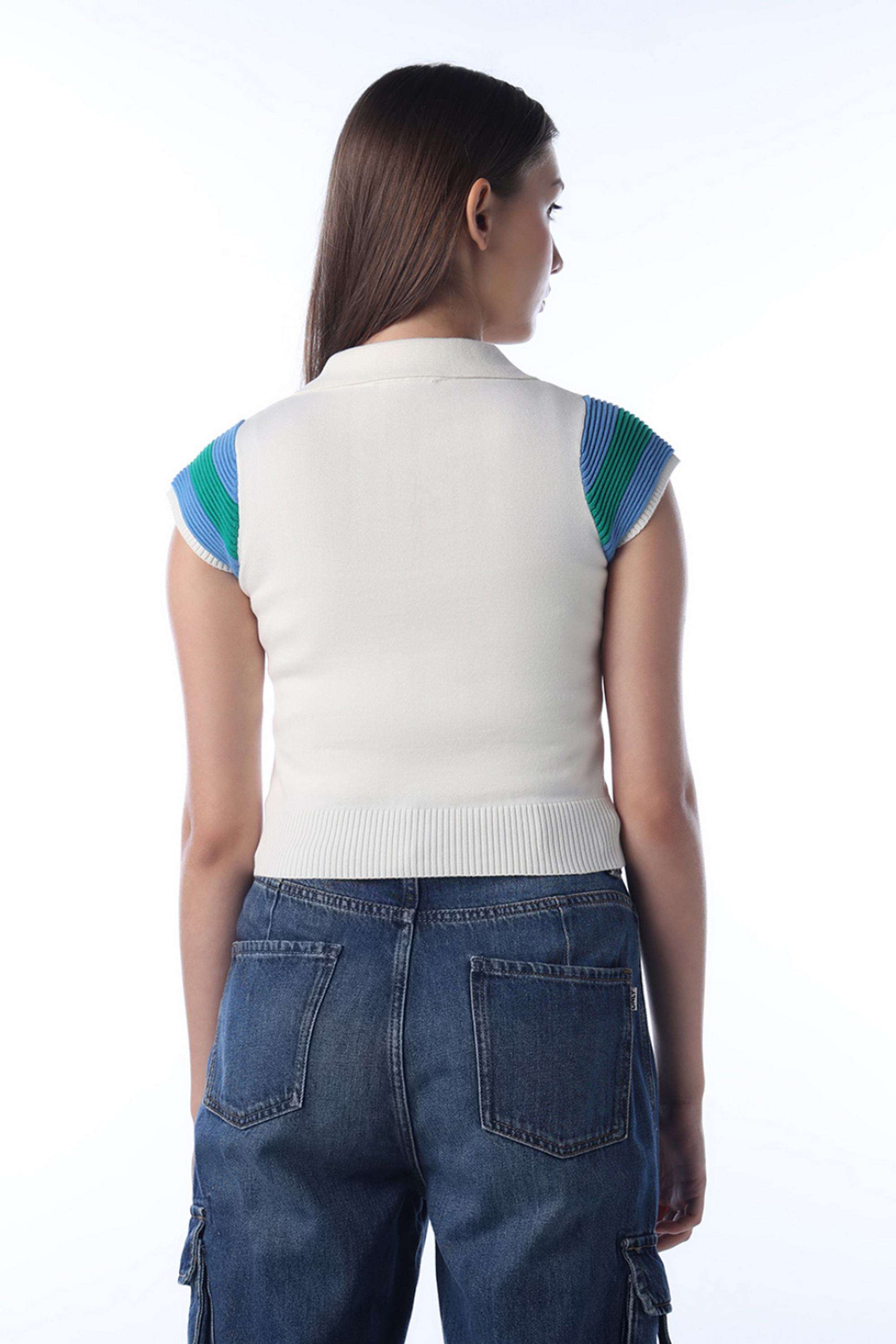 Solid-Cotton-Collared-Women-s-T-Shirt