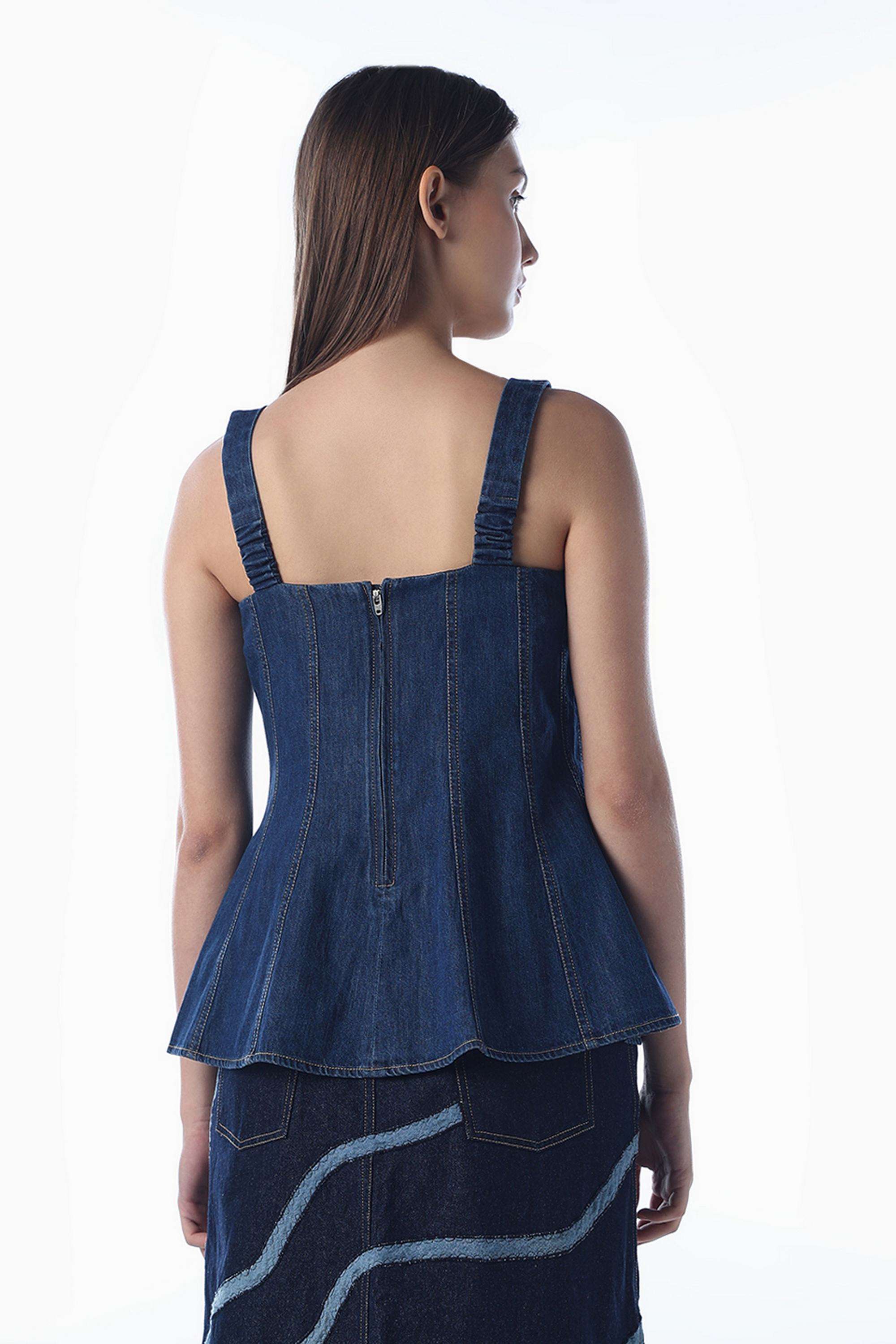 Solid-Cotton-Square-Neck-Women-s-Top