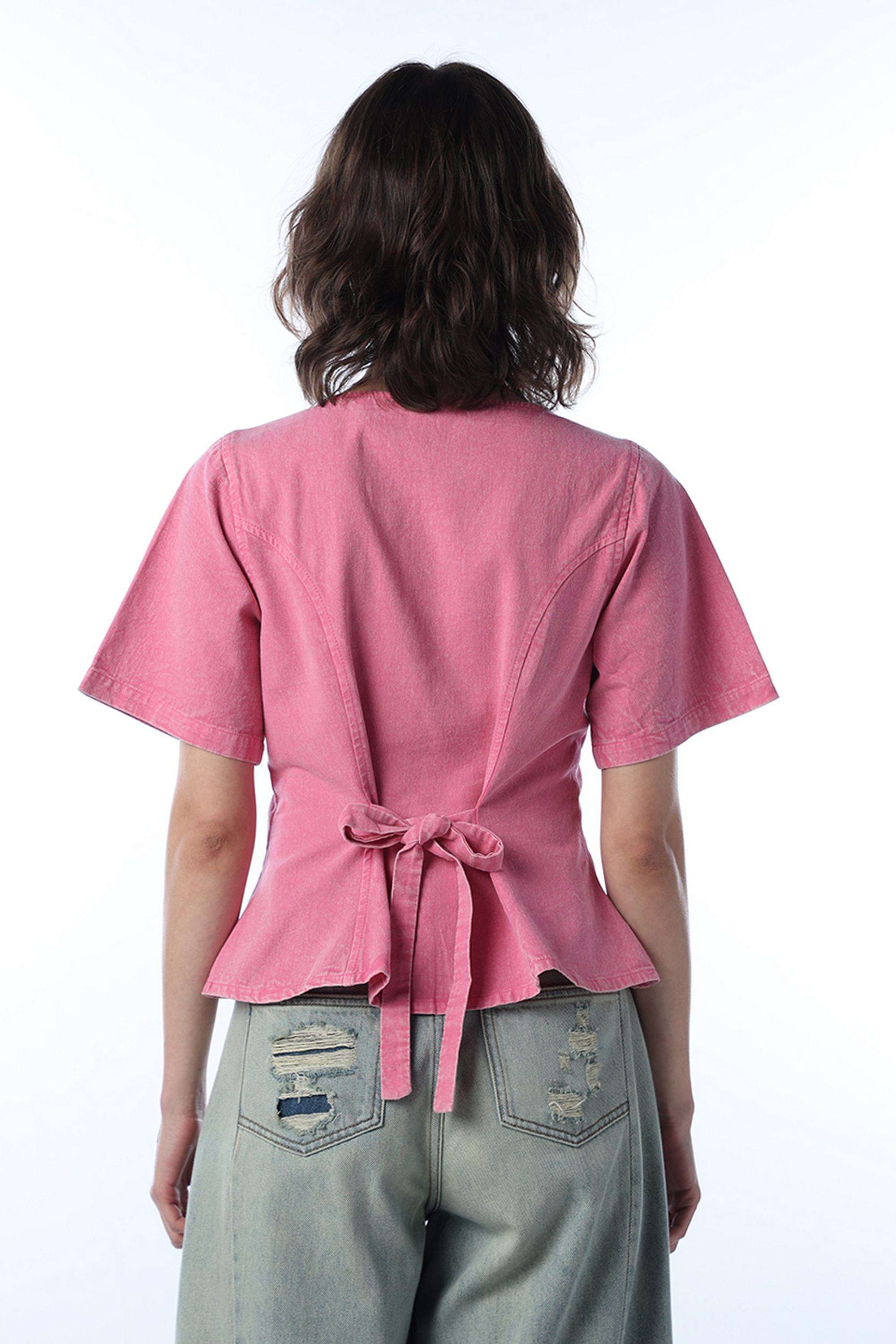 Solid-Cotton-Round-Neck-Women-s-Top