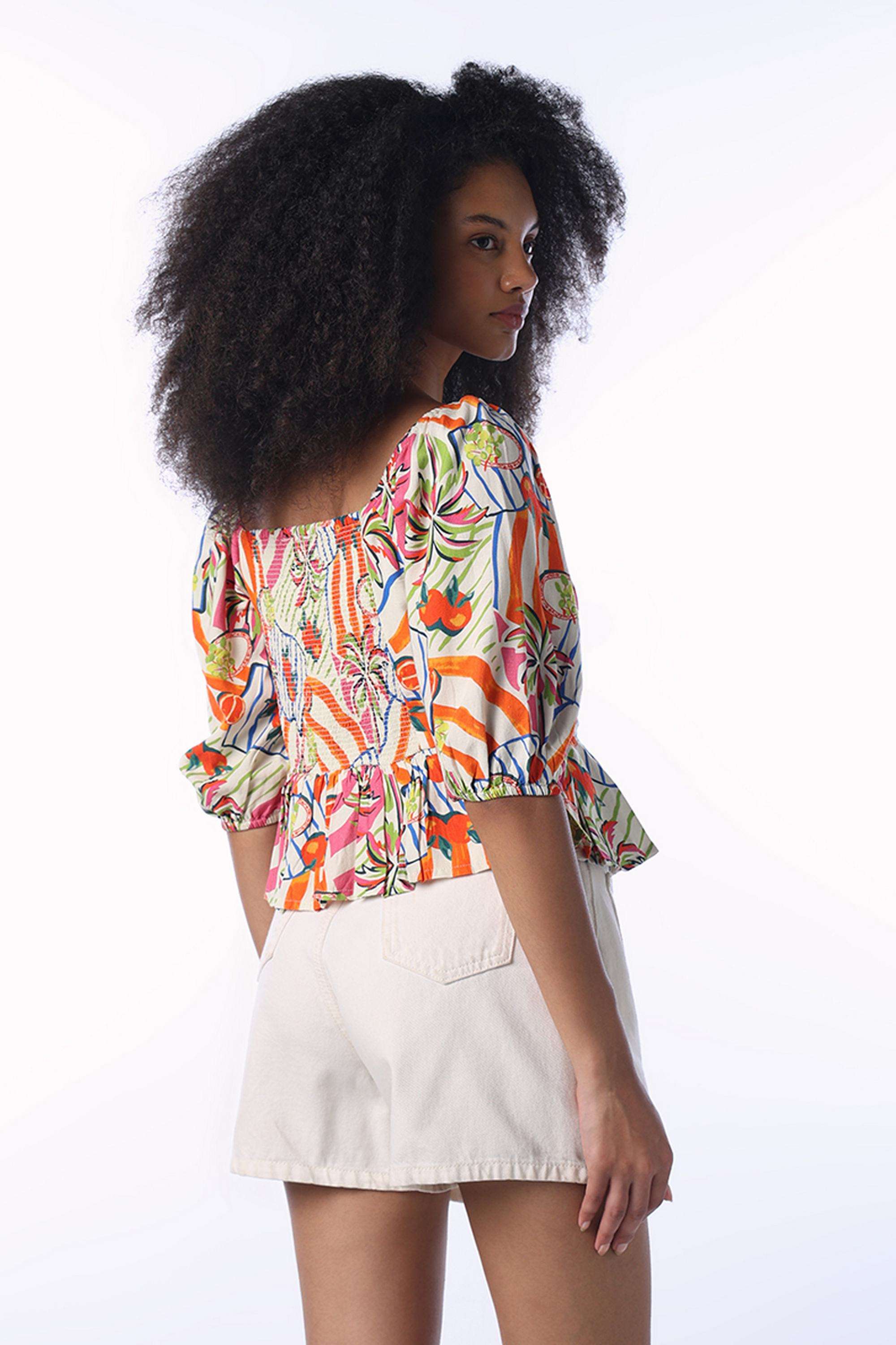 Printed-Cotton-Square-Neck-Women-s-Top