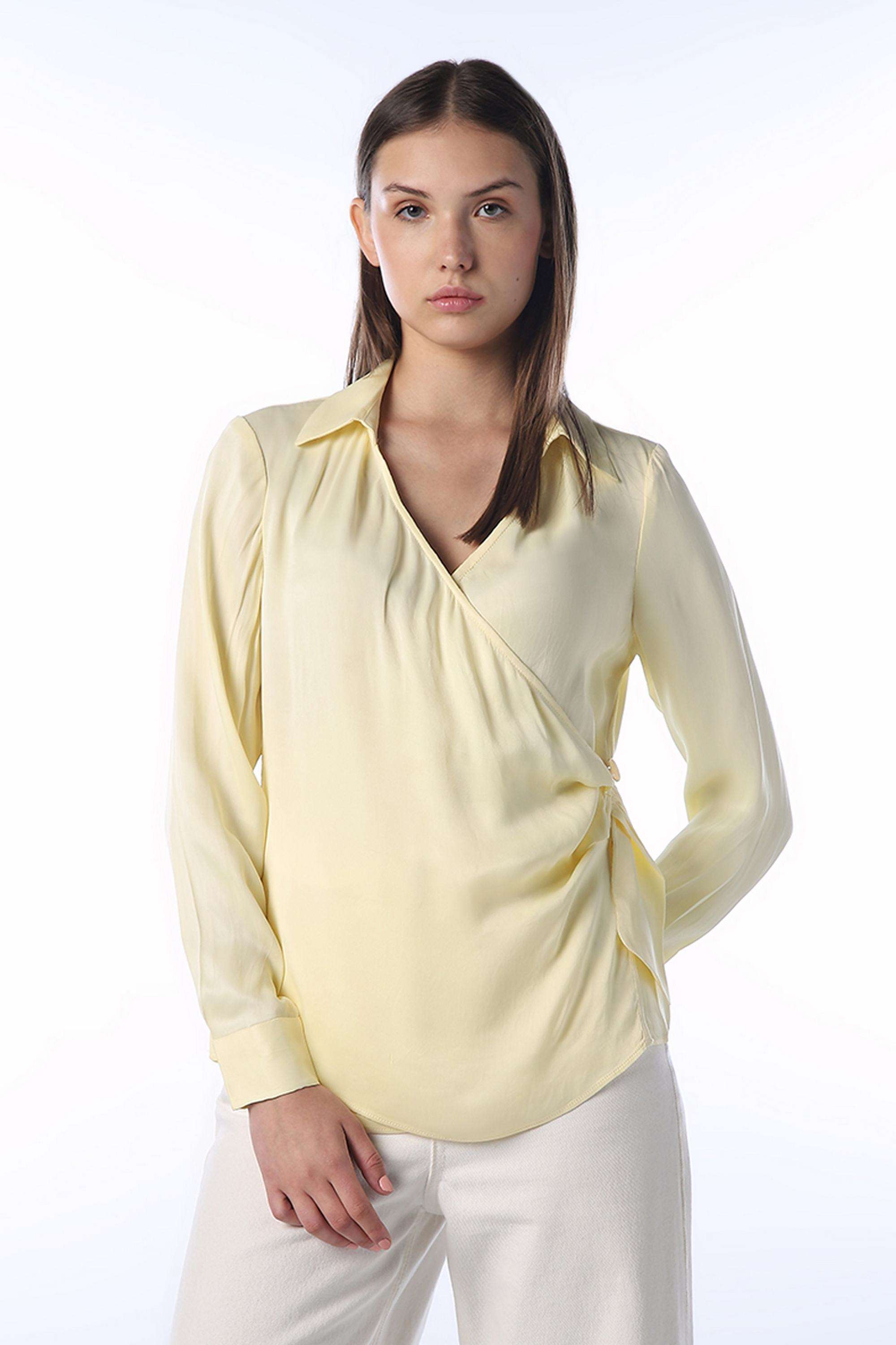 Solid-Viscose-Collared-Women-s-Shirt