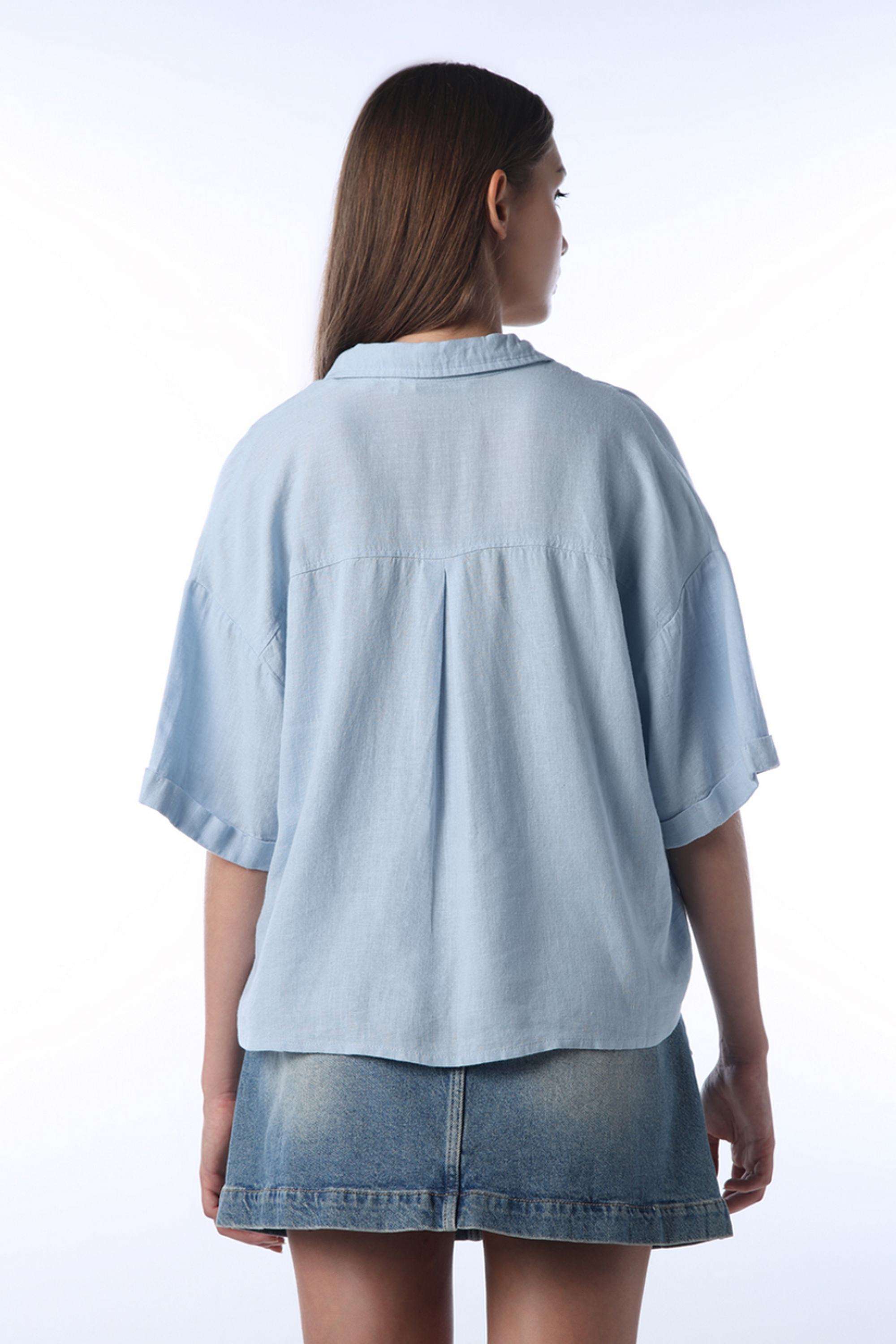 Solid-Viscose-Collared-Women-s-Shirt