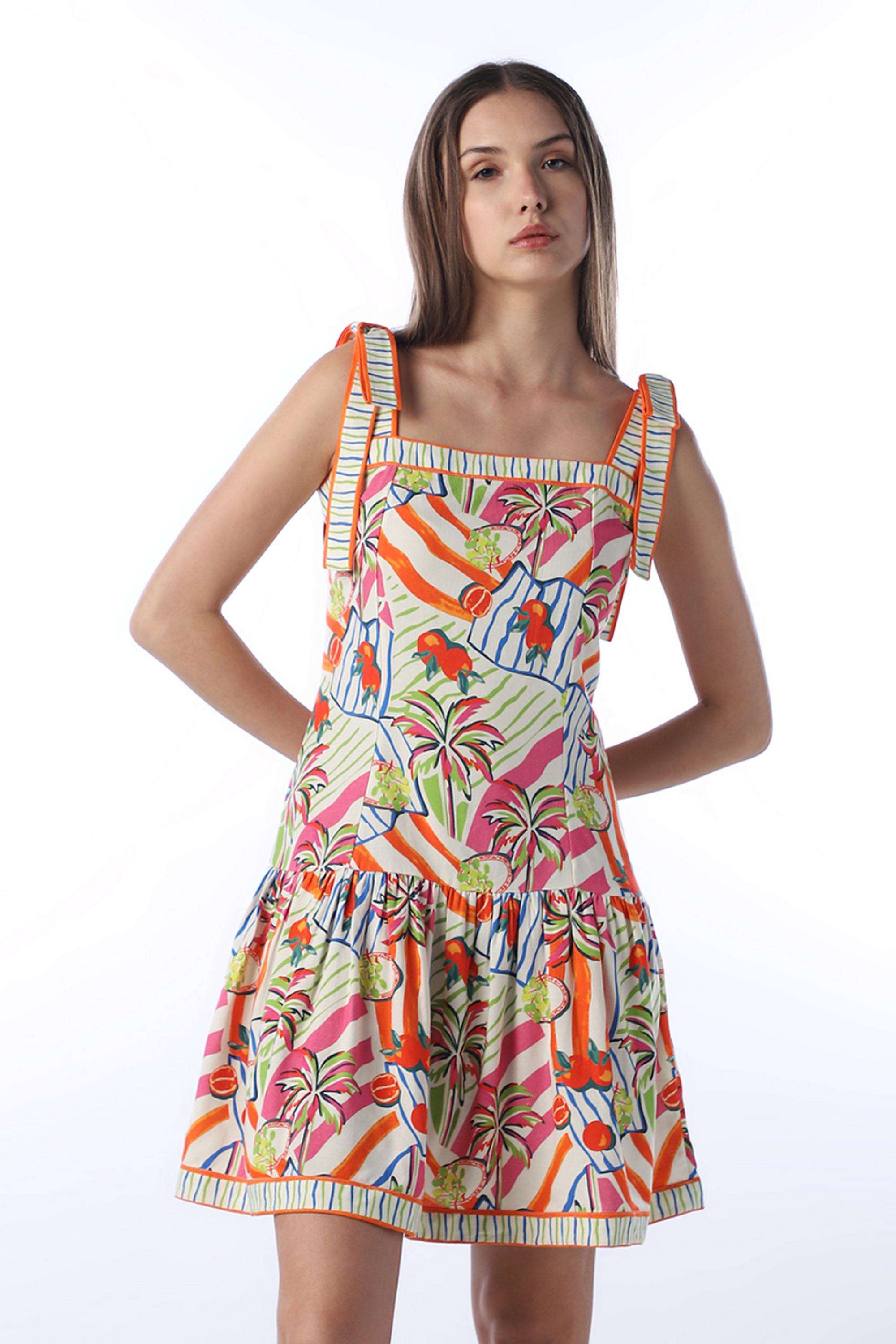 Abstract-Square-Neck-Rayon-Women-Dress