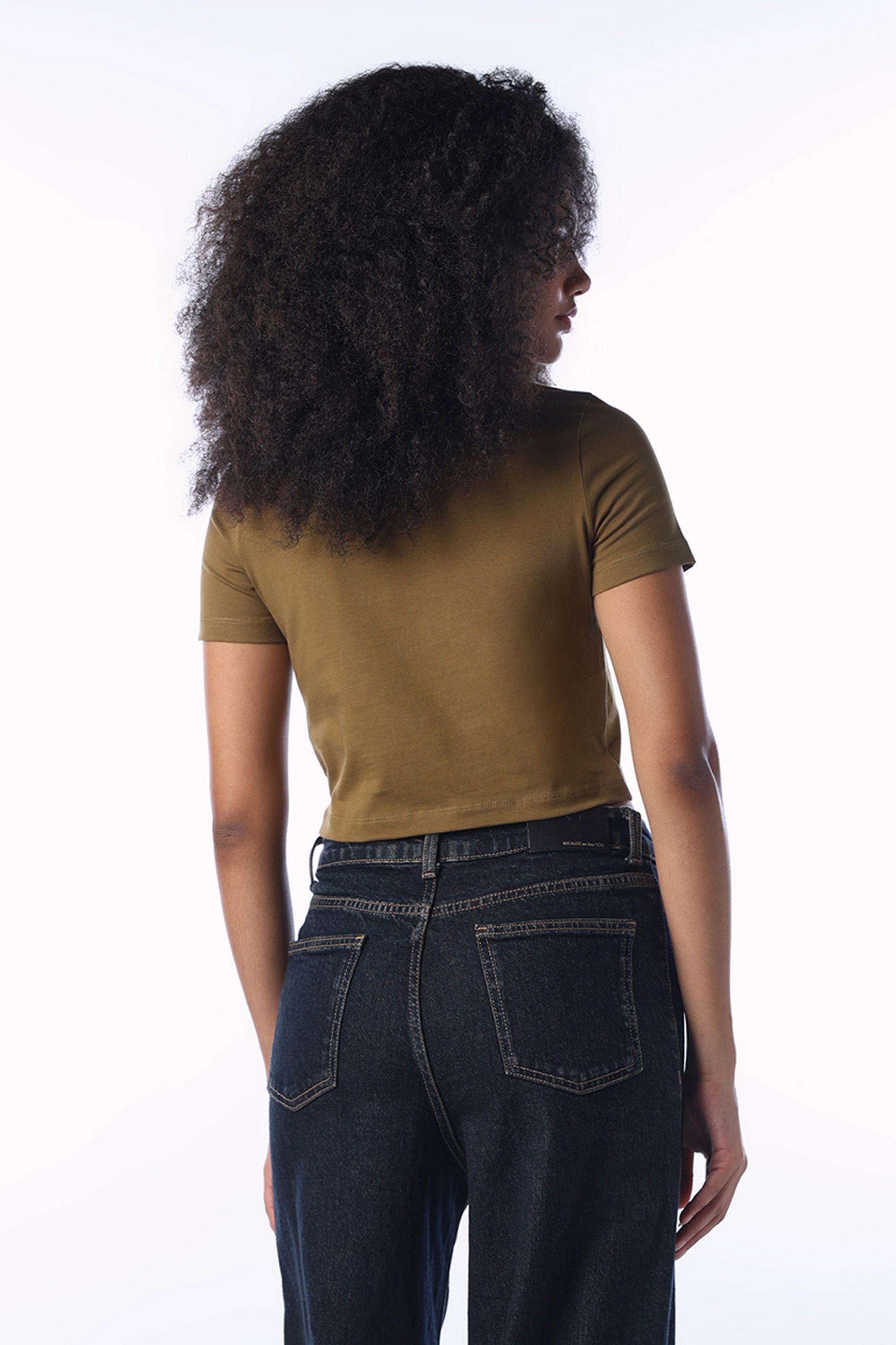 Solid-Cotton-Round-Neck-Women-s-T-Shirt