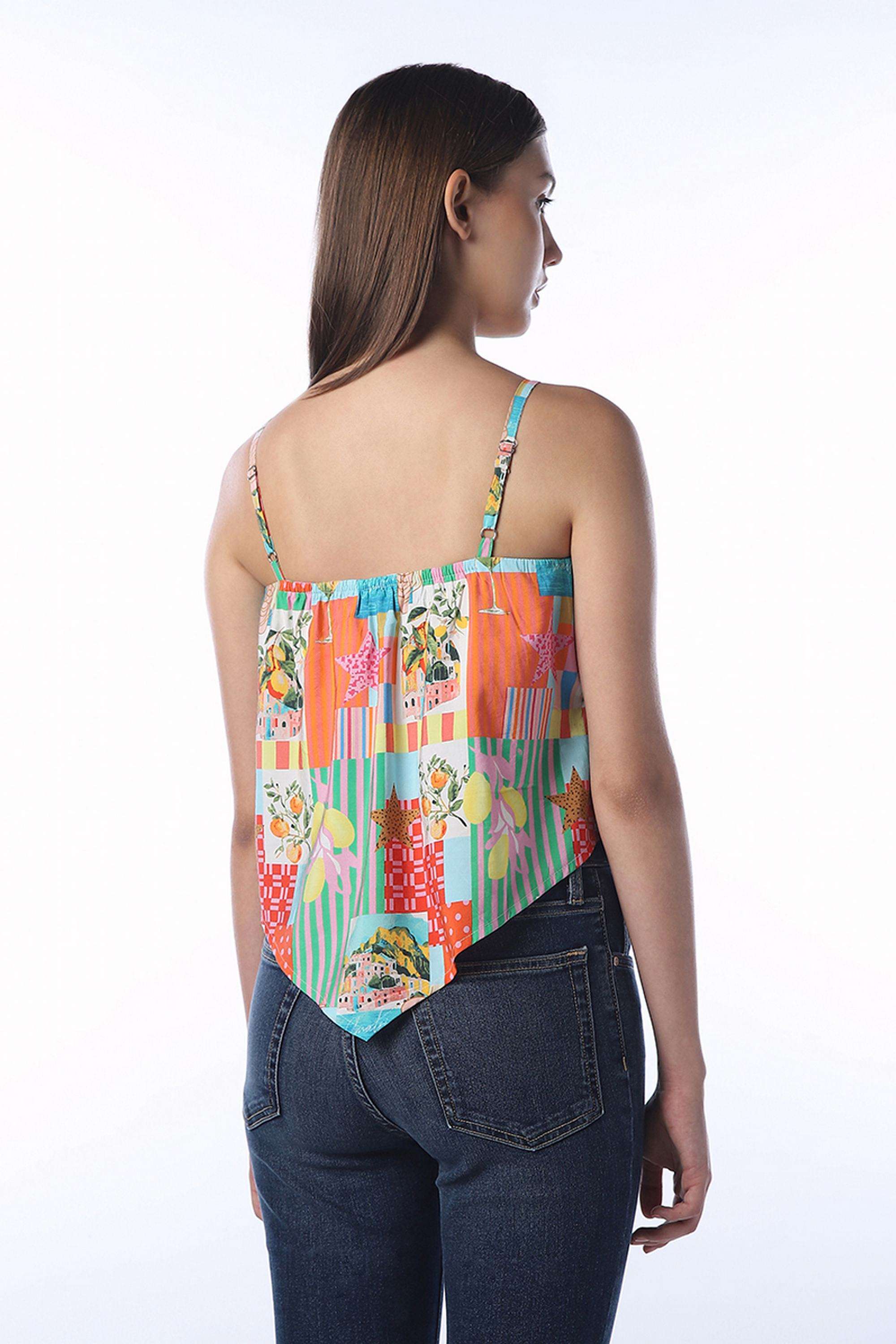 Abstract-Viscose-Square-Neck-Women-s-Top