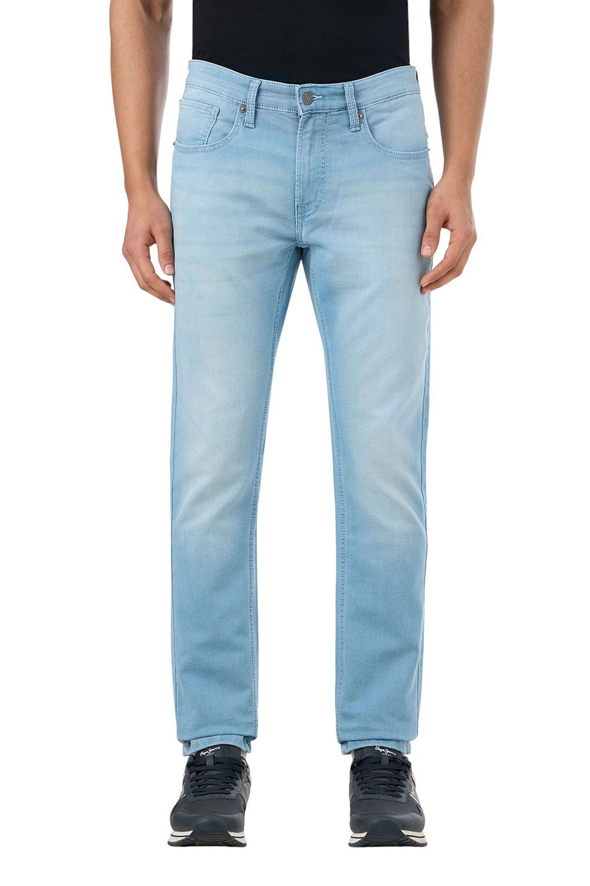 Solid-Polyester-Cotton-Slim-Fit-Men-s-Jeans