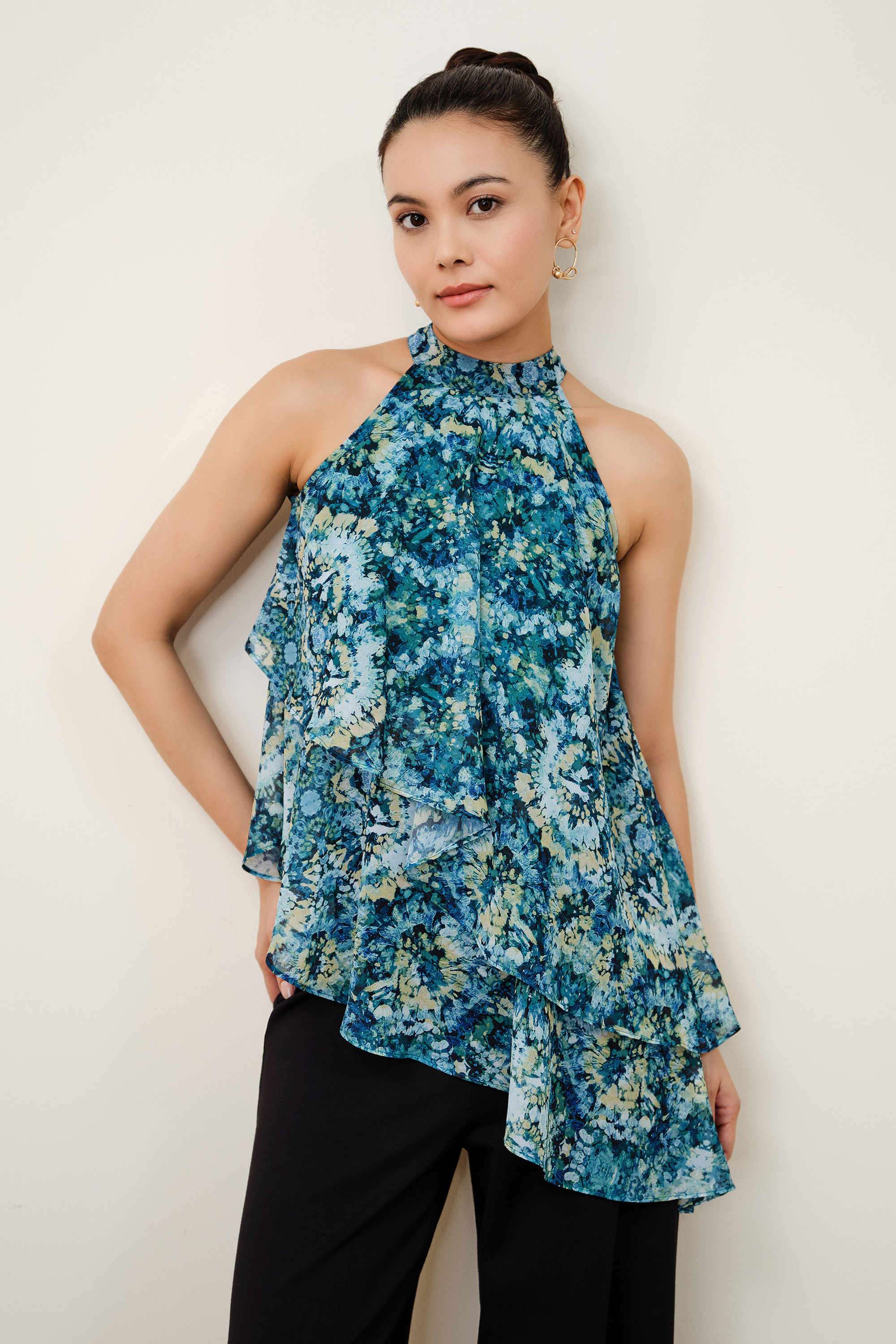 and Printed Polyester Halter Neck Women's Top-picture-16