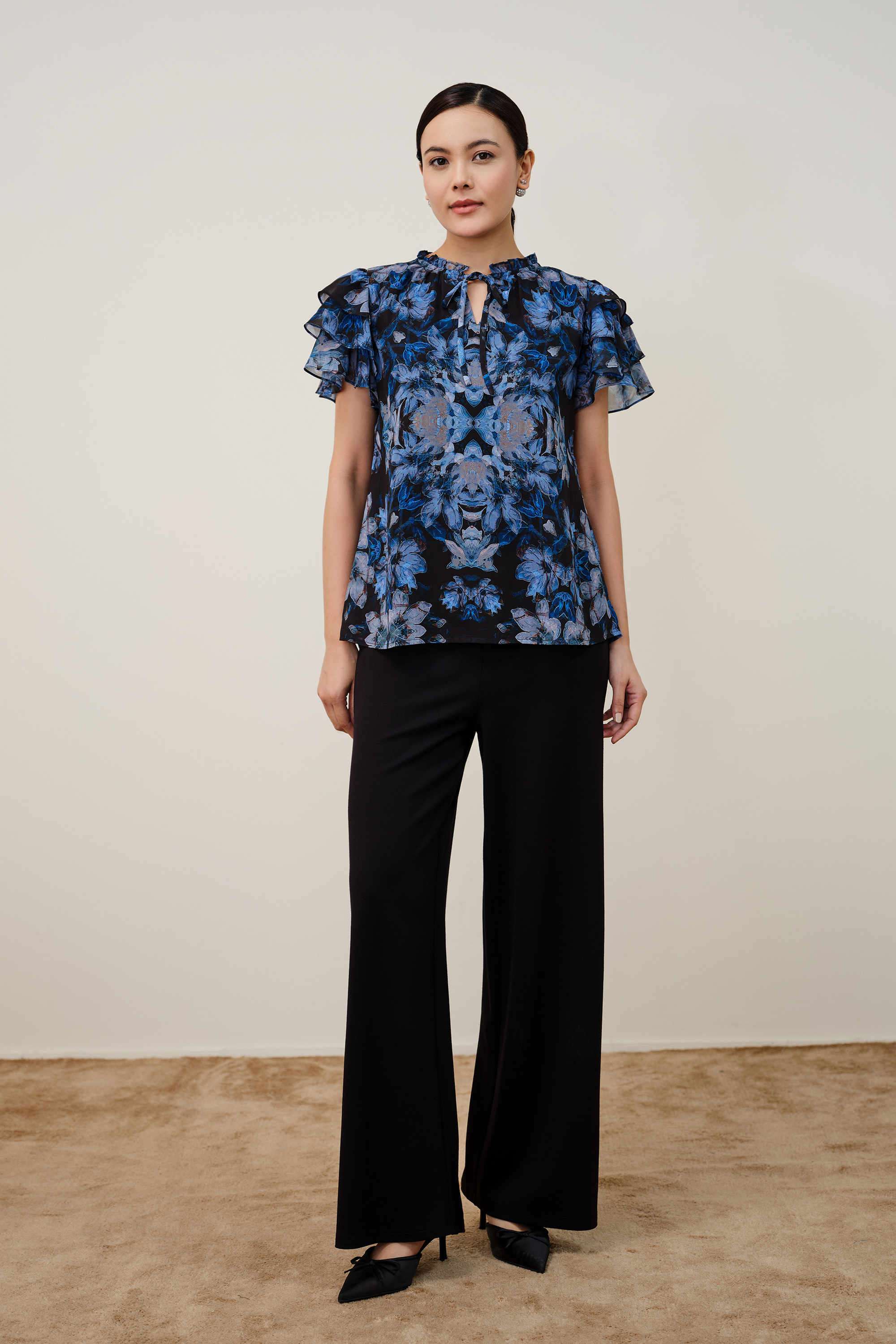 Printed-Polyester-High-Neck-Women-s-Top