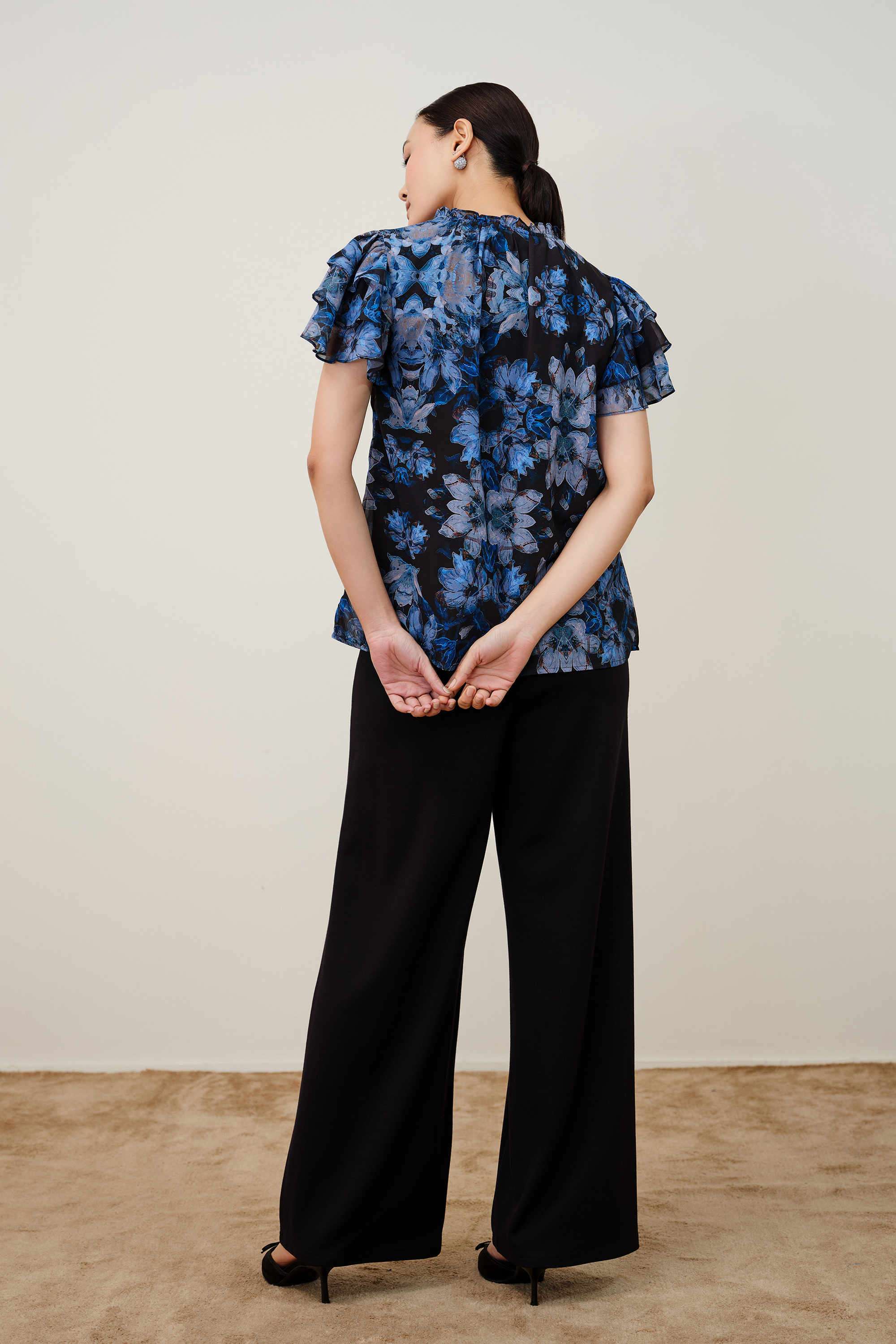 Printed-Polyester-High-Neck-Women-s-Top