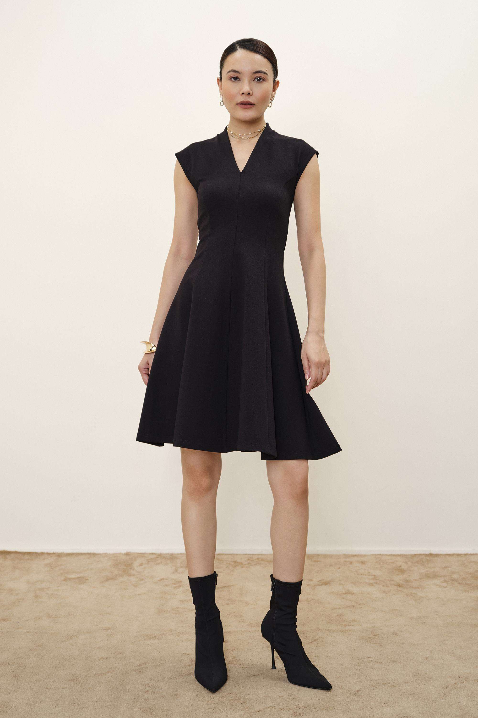 Solid-Blended-Fabric-Women-Dress