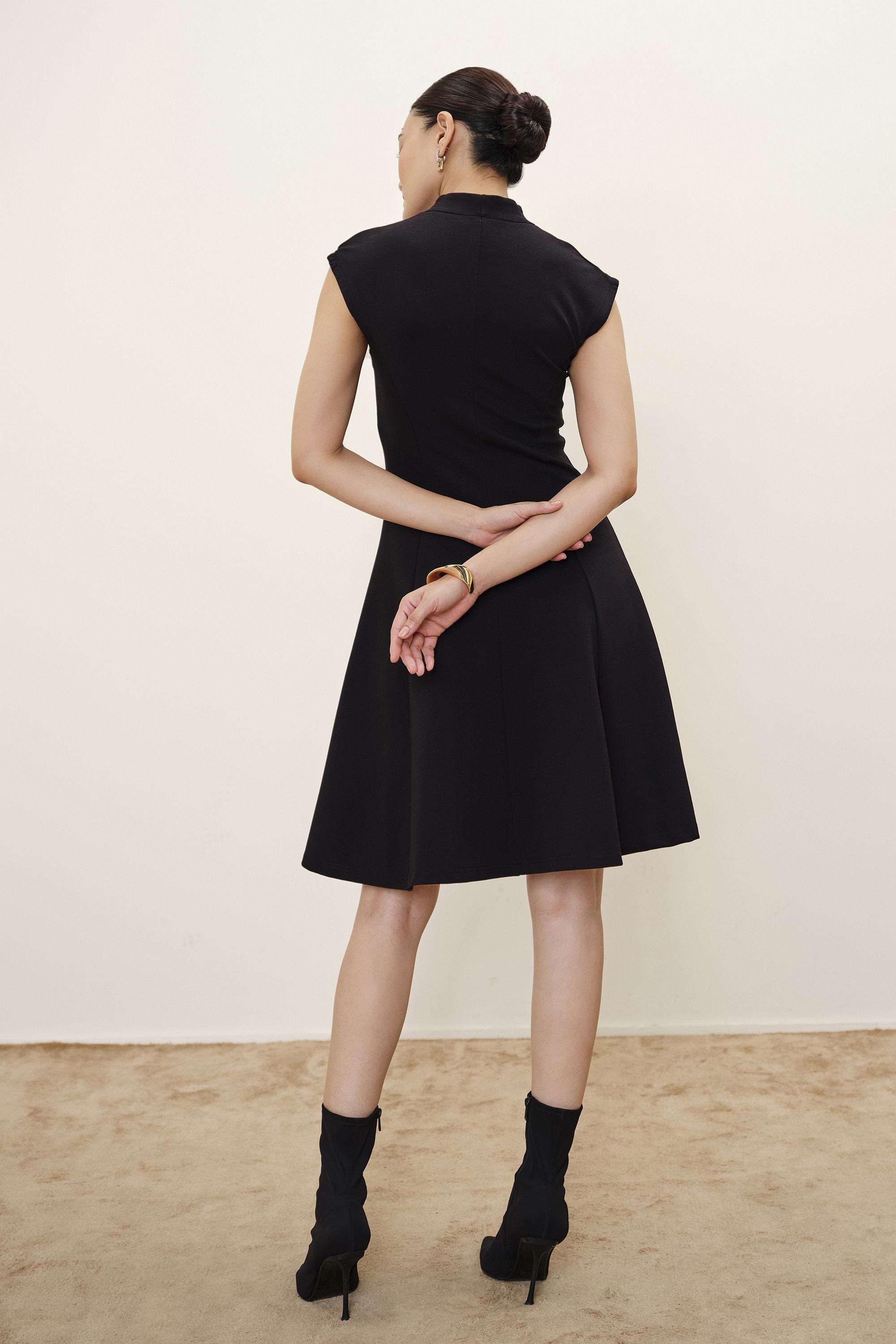 Solid-Blended-Fabric-Women-Dress
