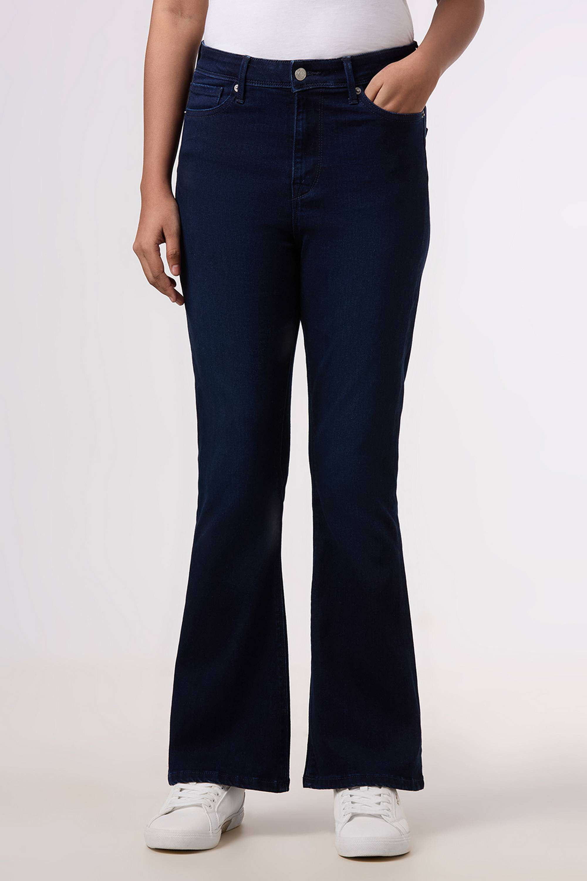 Solid-Relaxed-Fit-Cotton-Blend-Women-s-Casual-Wear-Jeans
