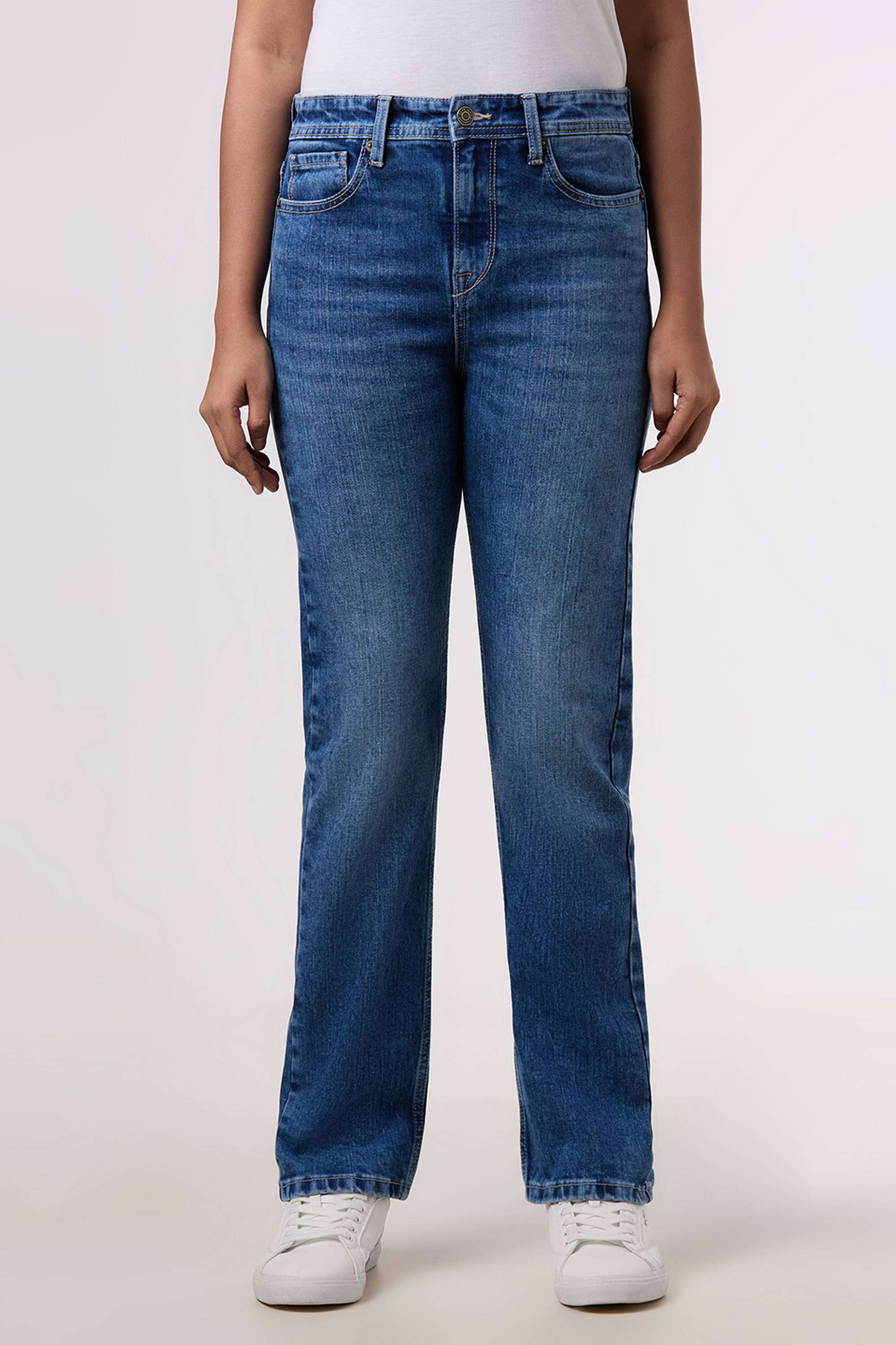 Solid-Straight-Fit-Blended-Fabric-Women-s-Casual-Wear-Jeans