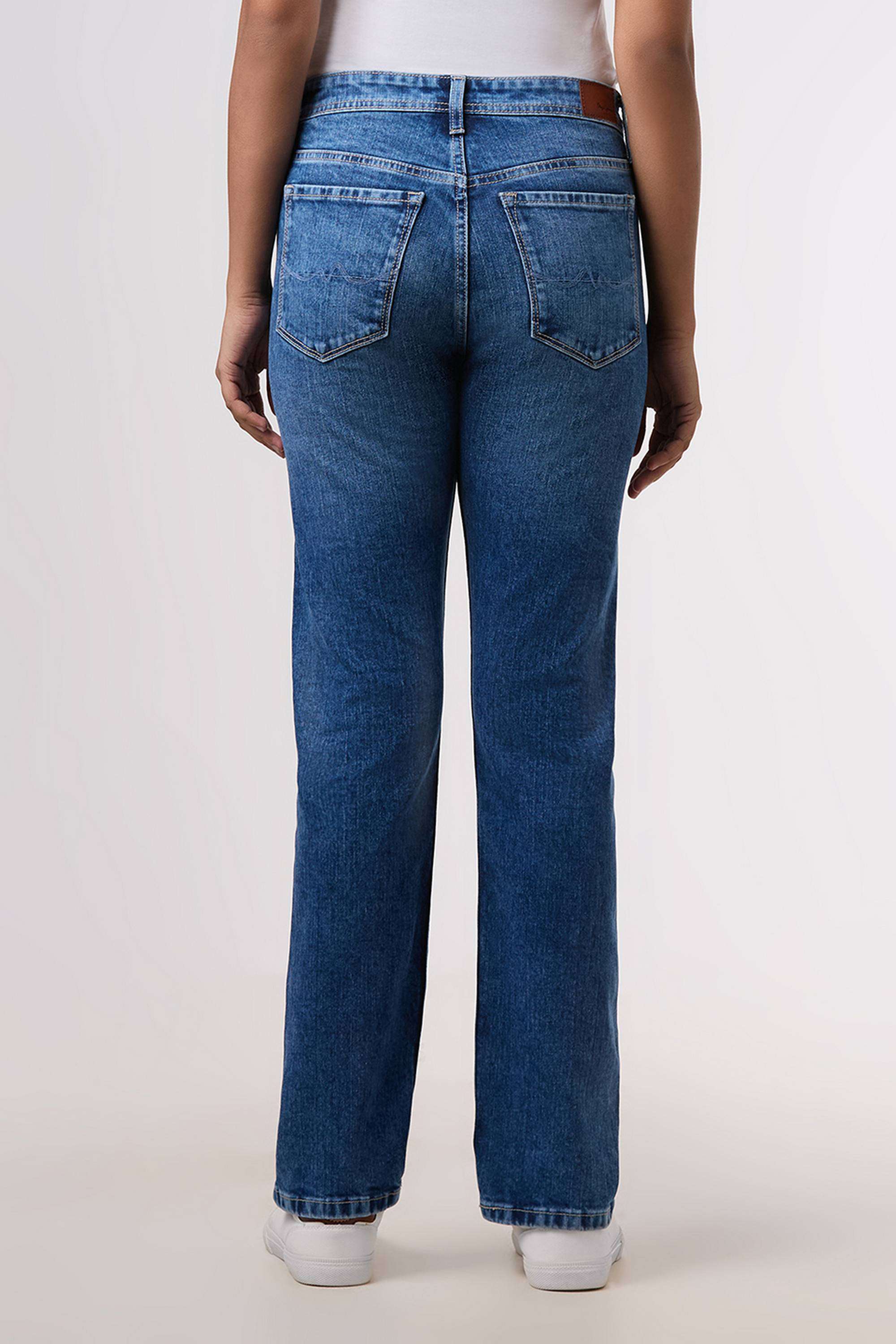 Solid-Straight-Fit-Blended-Fabric-Women-s-Casual-Wear-Jeans