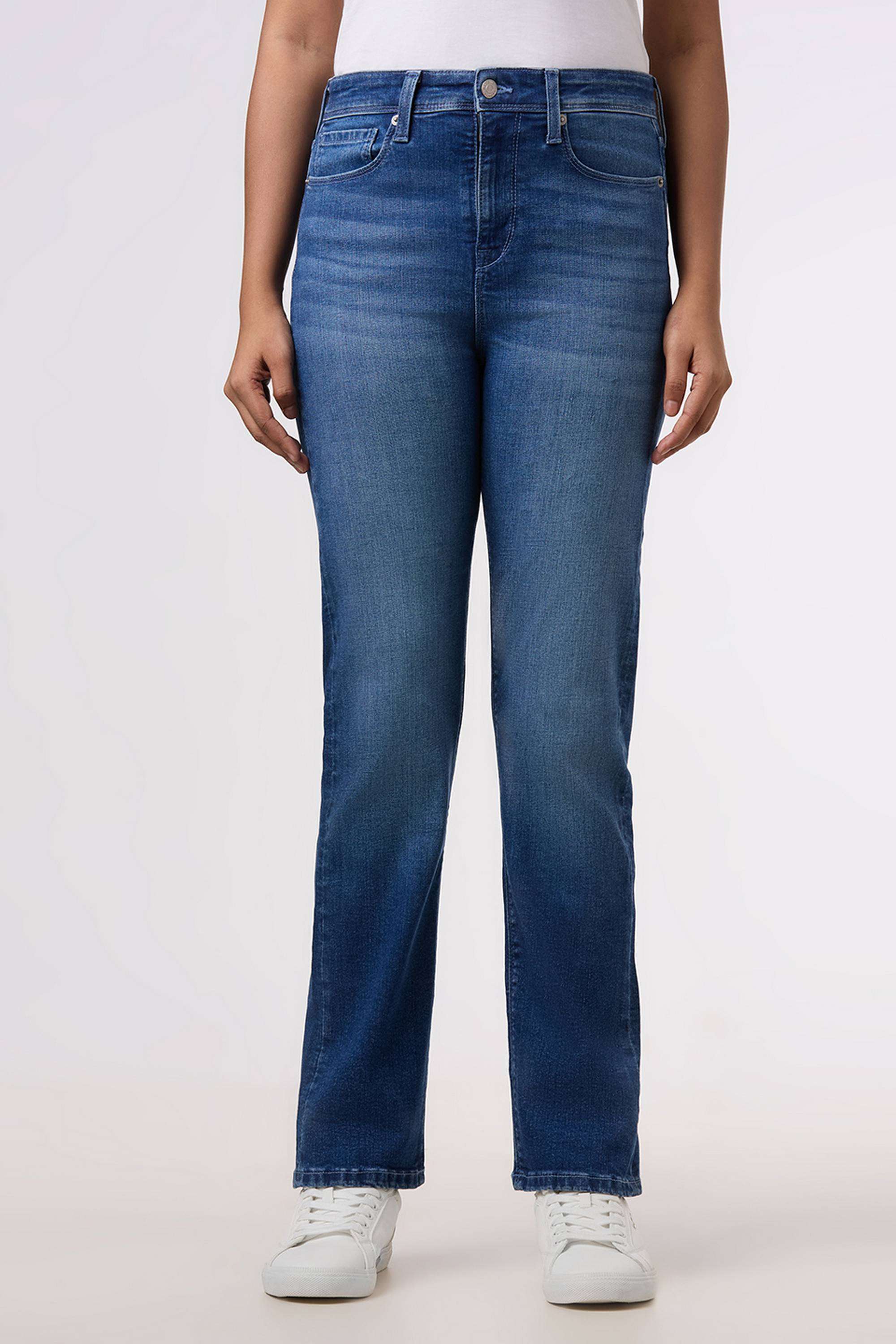 Solid-Straight-Fit-Blended-Fabric-Women-s-Casual-Wear-Jeans