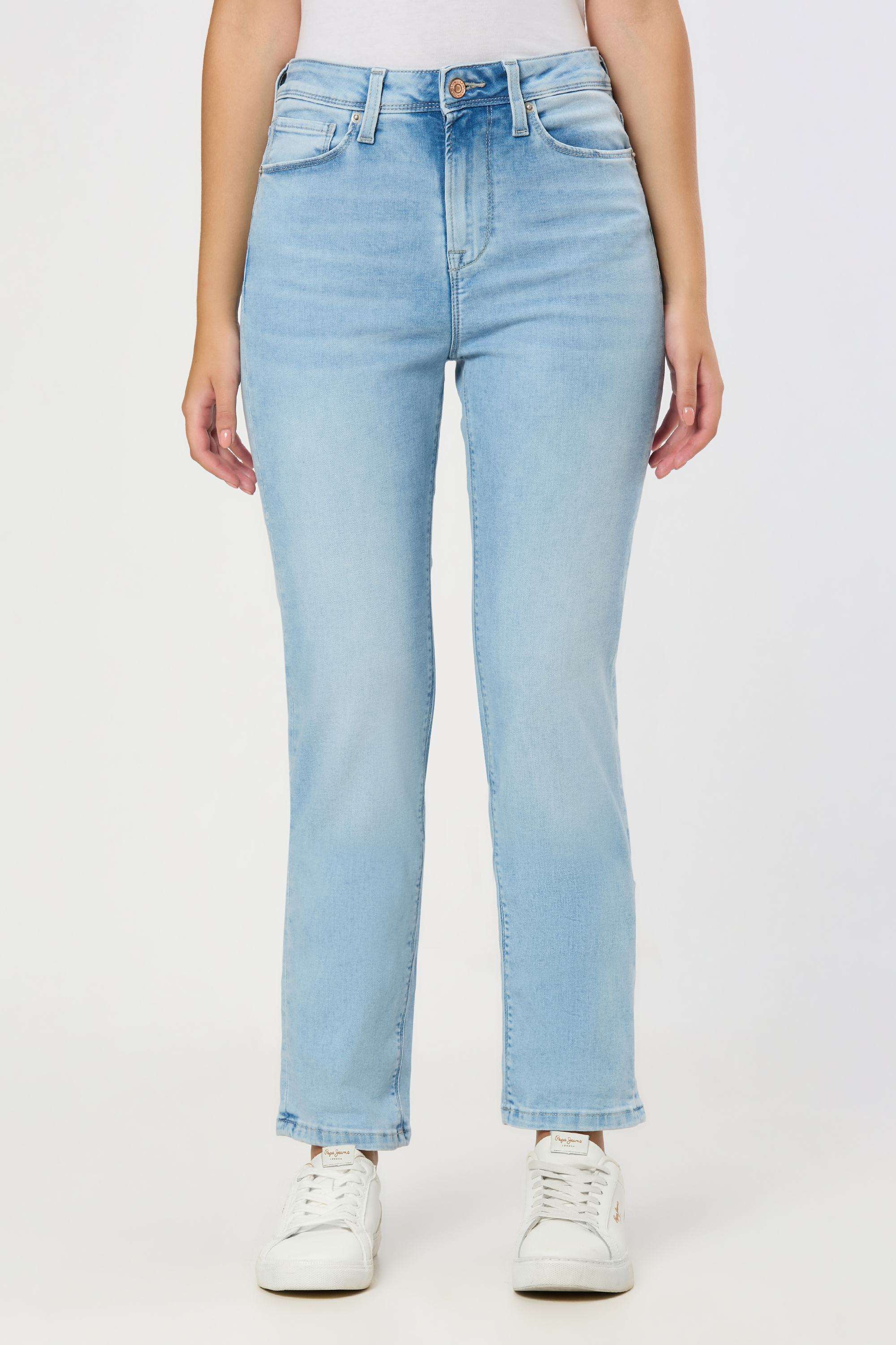 Solid-Straight-Fit-Blended-Fabric-Women-s-Casual-Wear-Jeans