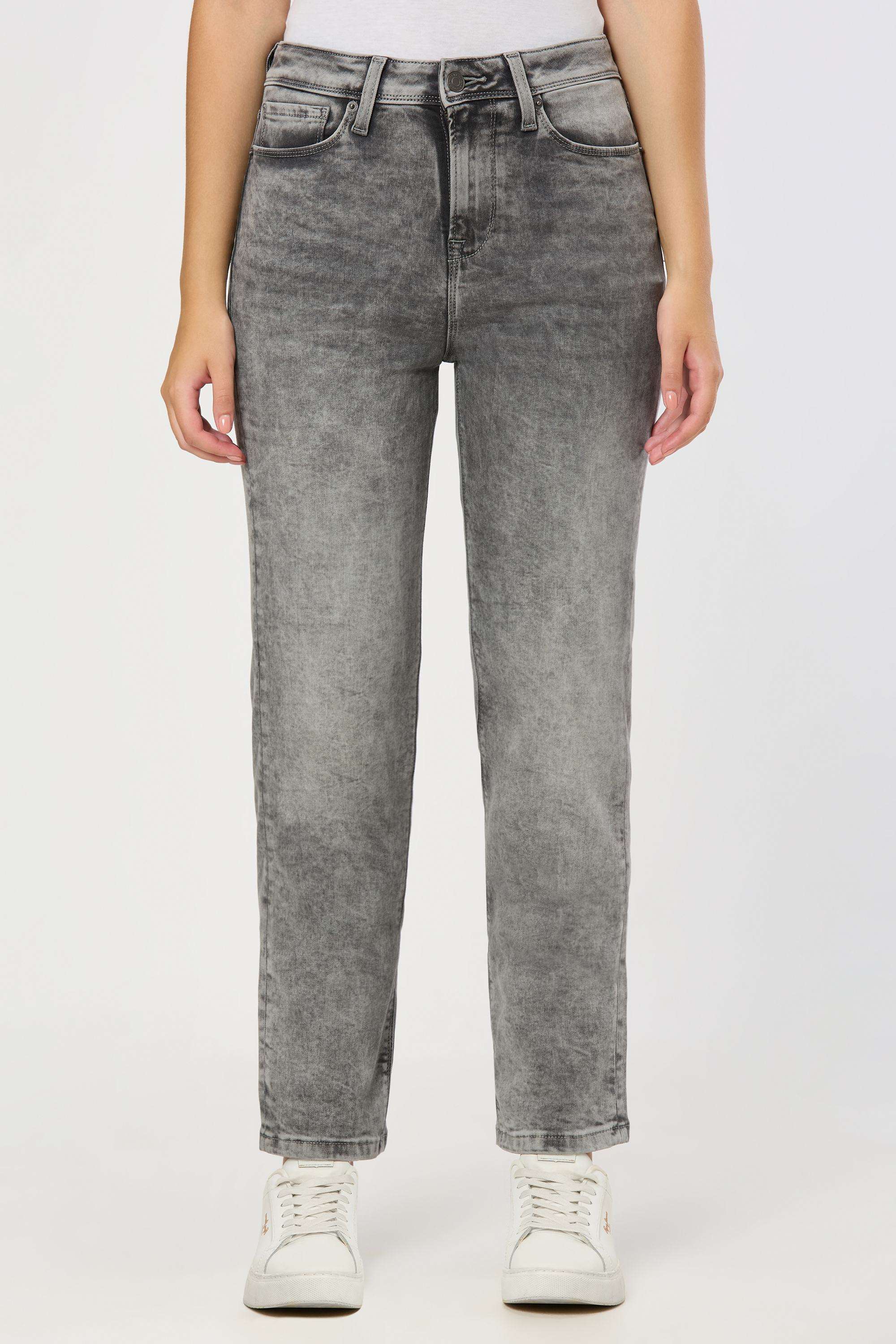 Solid-Straight-Fit-Blended-Fabric-Women-s-Casual-Wear-Jeans