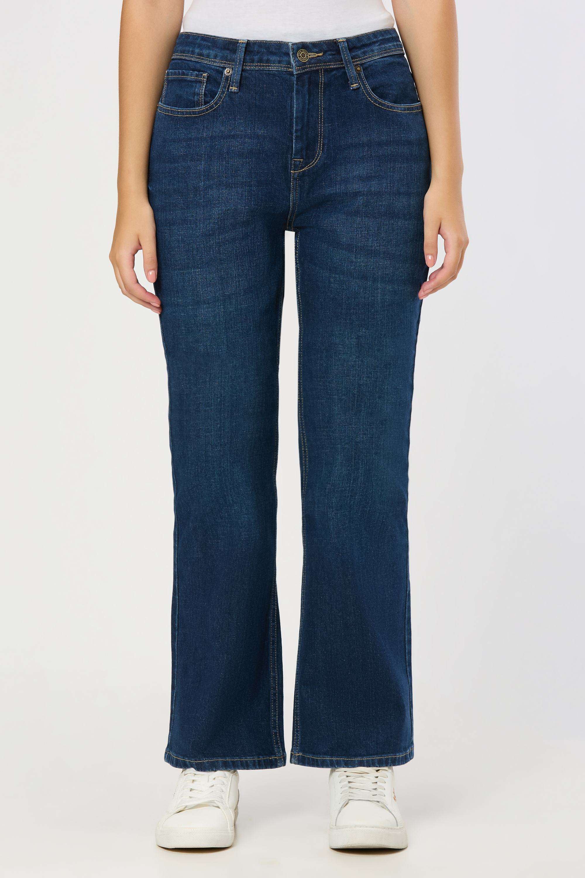 Solid-Relaxed-Fit-Blended-Fabric-Women-s-Casual-Wear-Jeans