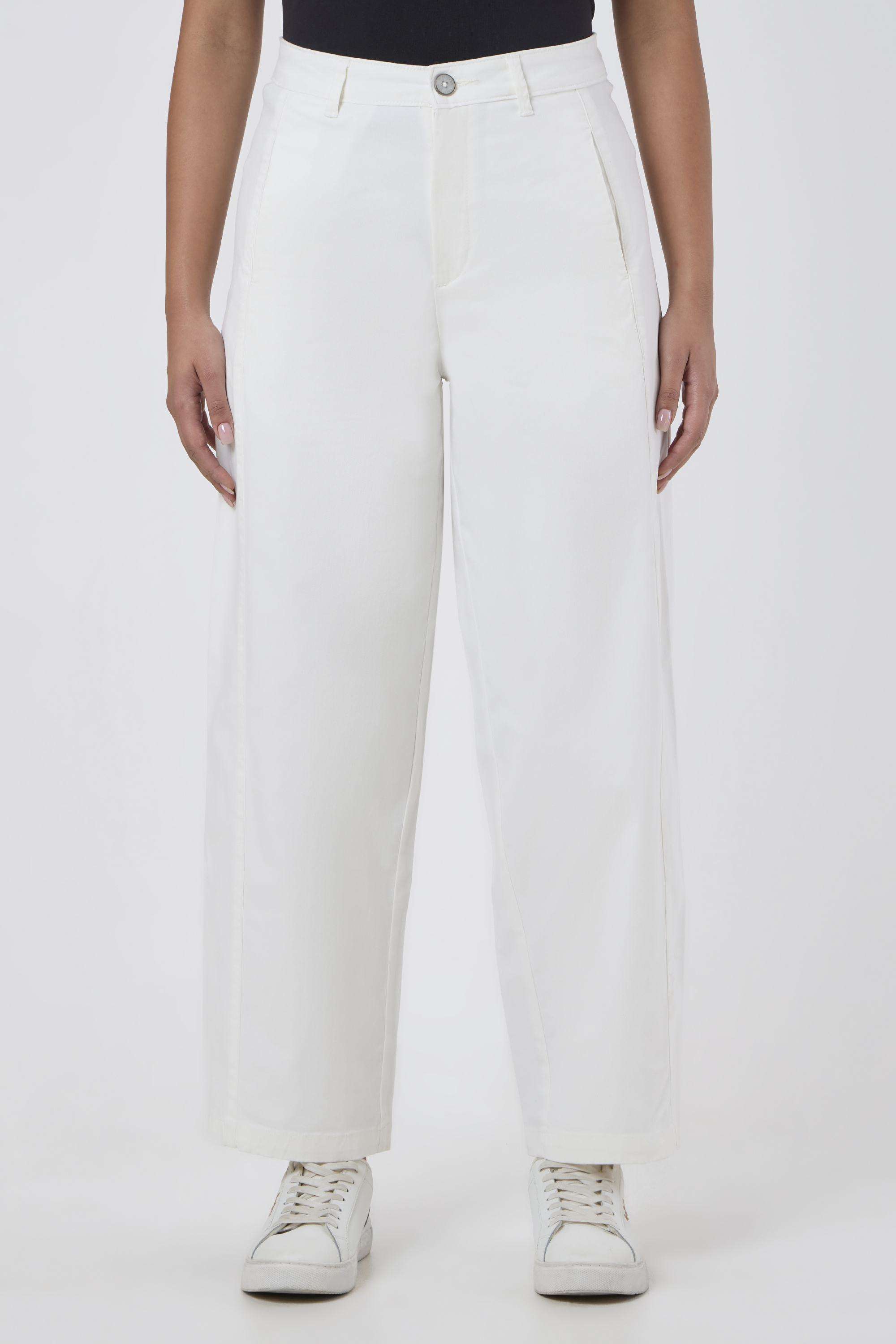 Solid-Relaxed-Fit-Blended-Fabric-Women-s-Casual-Wear-Pants