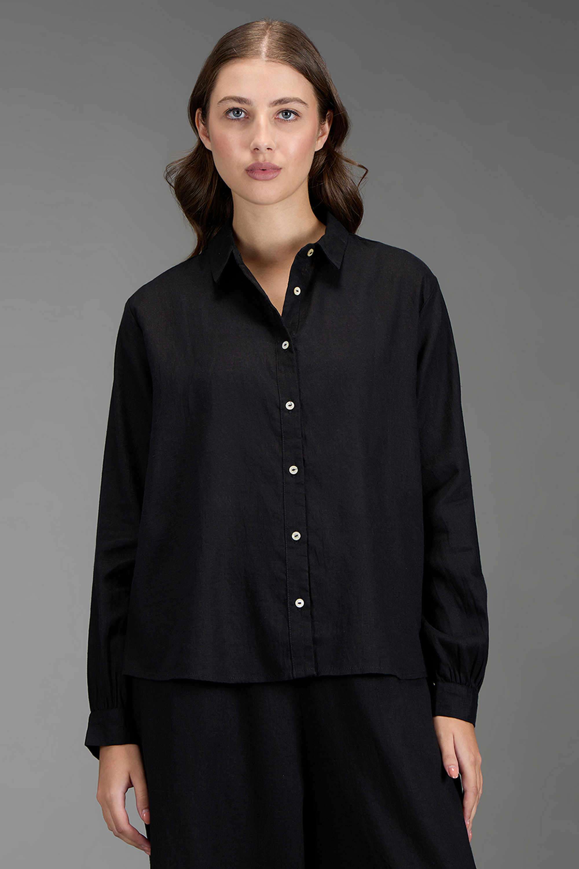 Linen-Blend-Solid-Women-s-Relaxed-Fit-Shirt