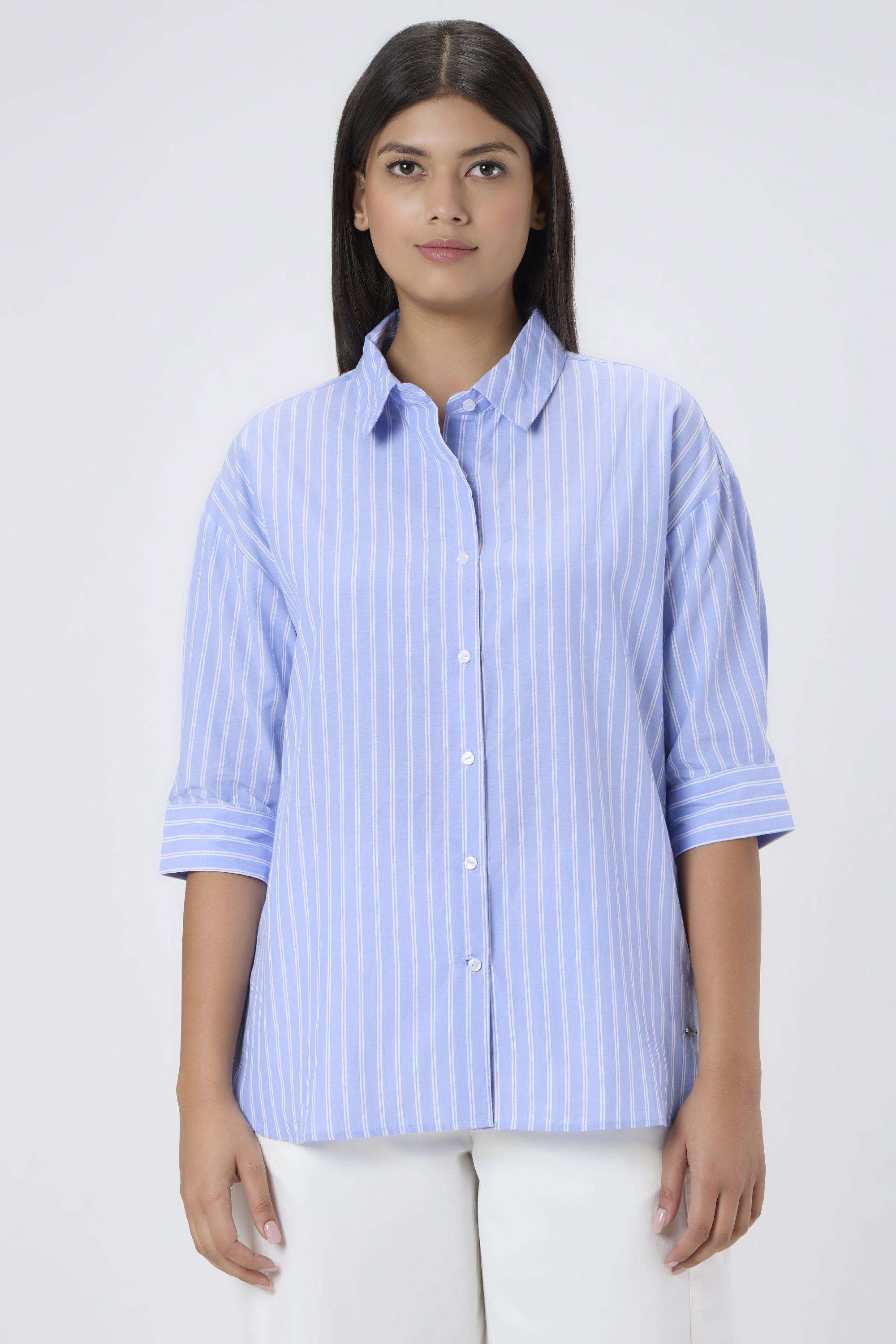 Solid-Blended-Fabric-Women-s-Shirt
